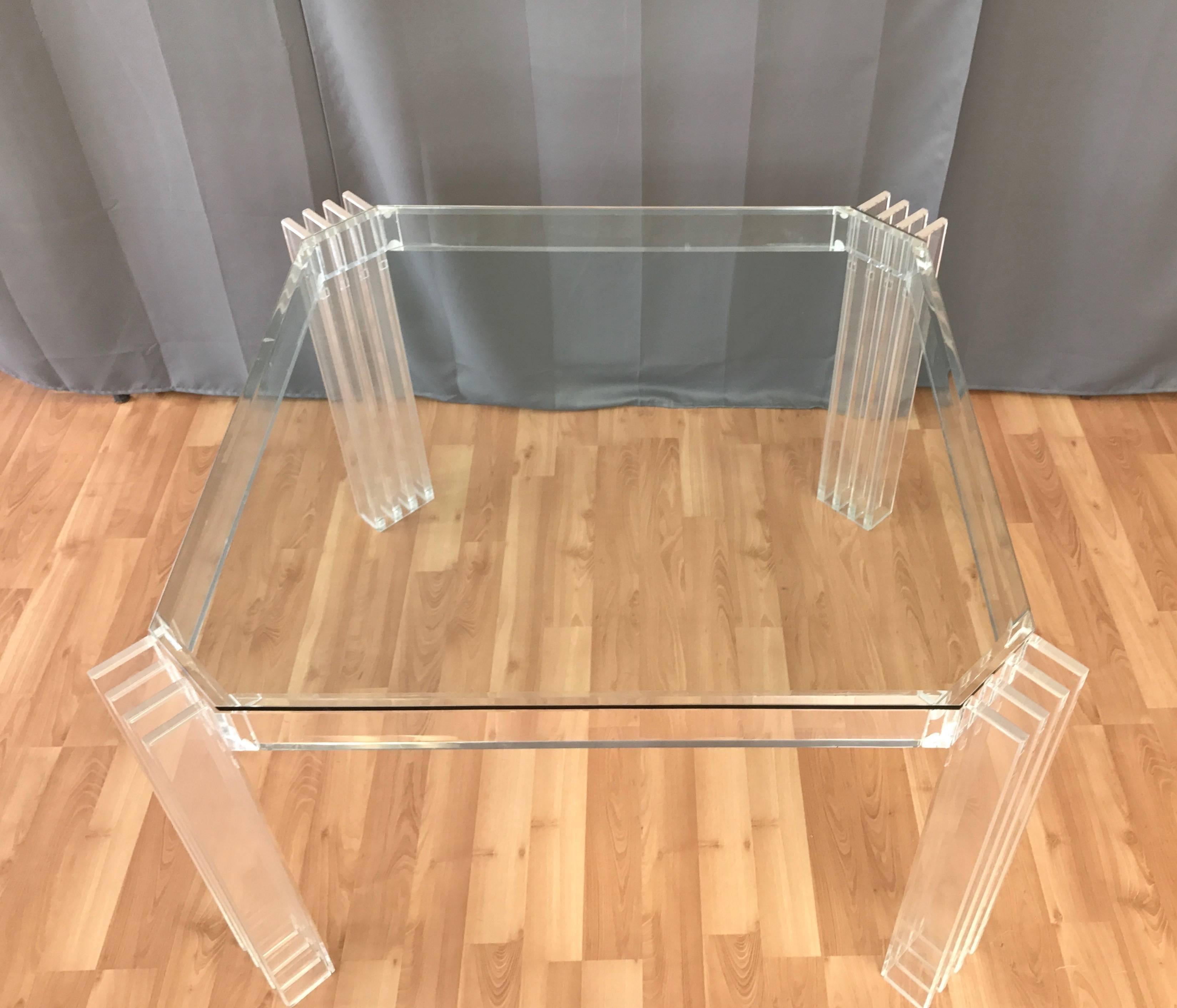 Uncommon Charles Hollis Jones Lucite and Glass Dining Table In Good Condition In San Francisco, CA