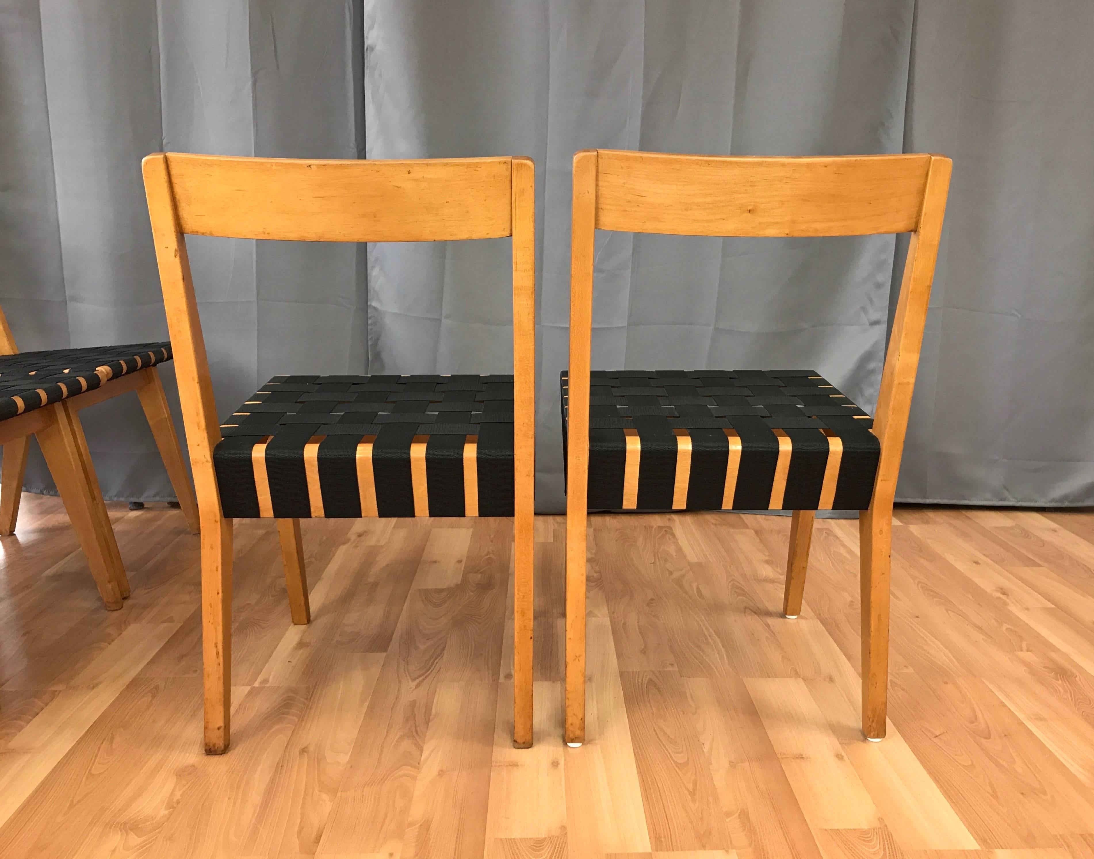 Nylon Early Set of Eight Jens Risom for Knoll 666 Side Chairs