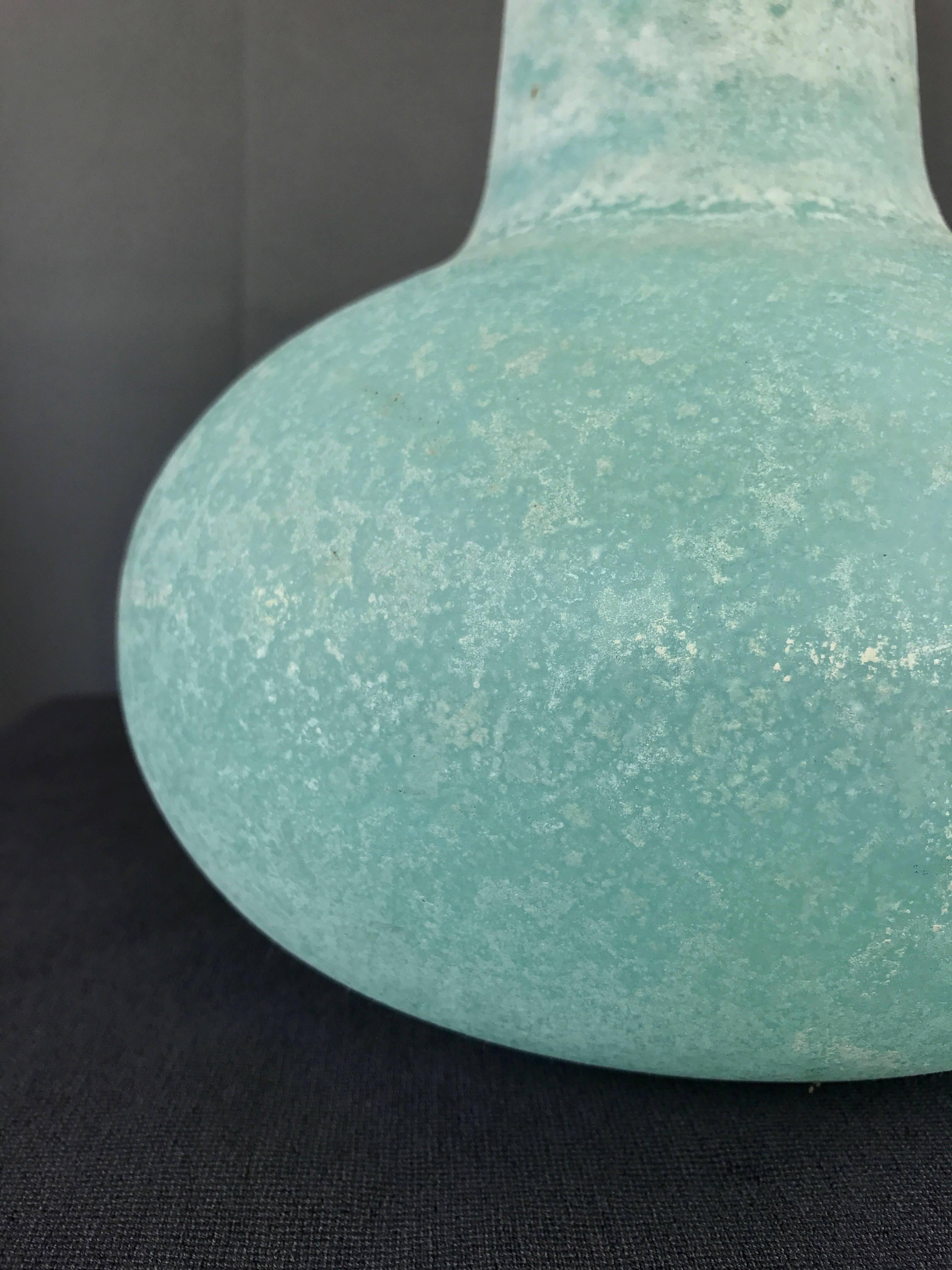 Italian Tall Cenedese Murano Scavo Glass Vase For Sale
