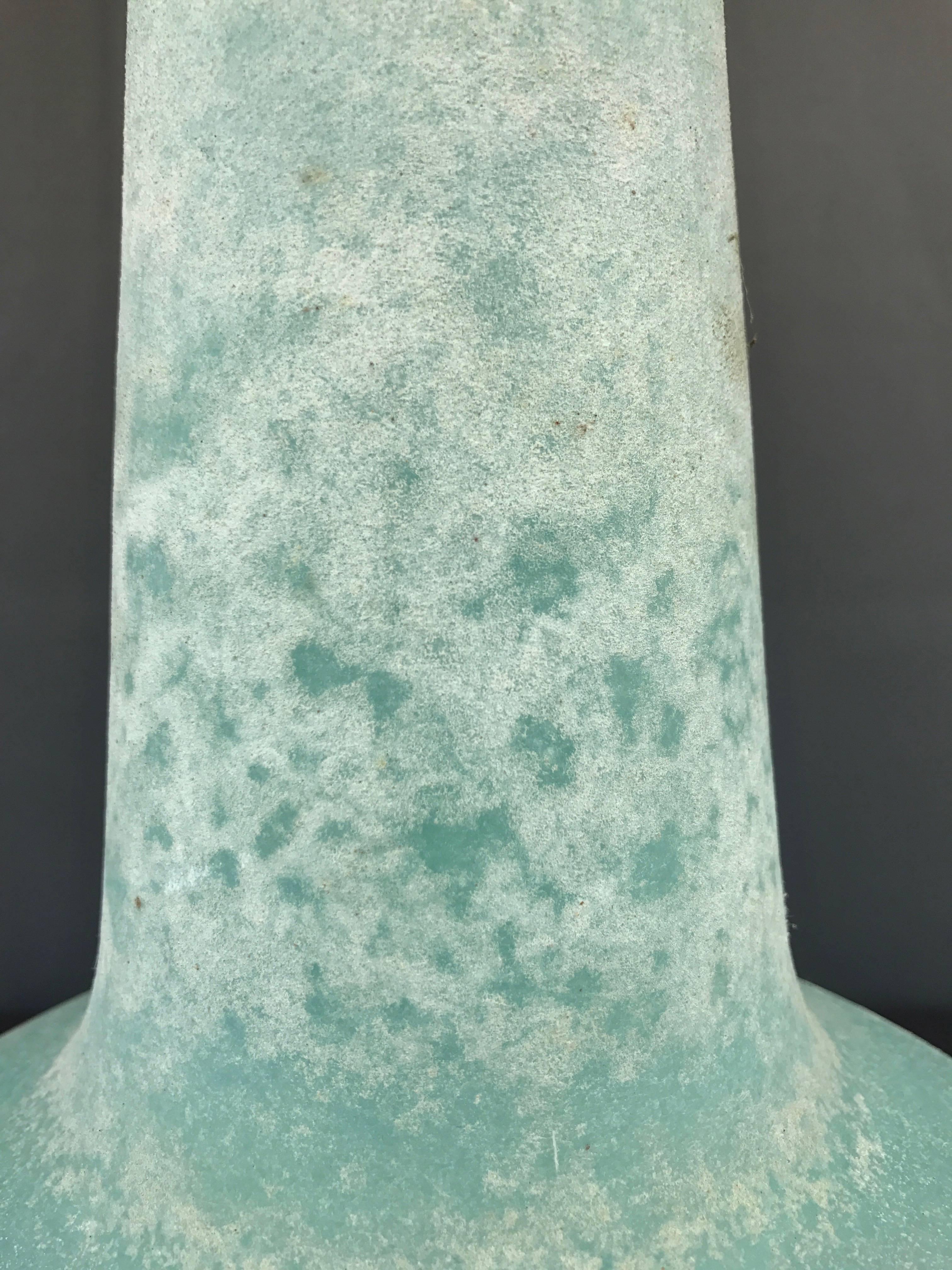 Modern Tall Cenedese Murano Scavo Glass Vase