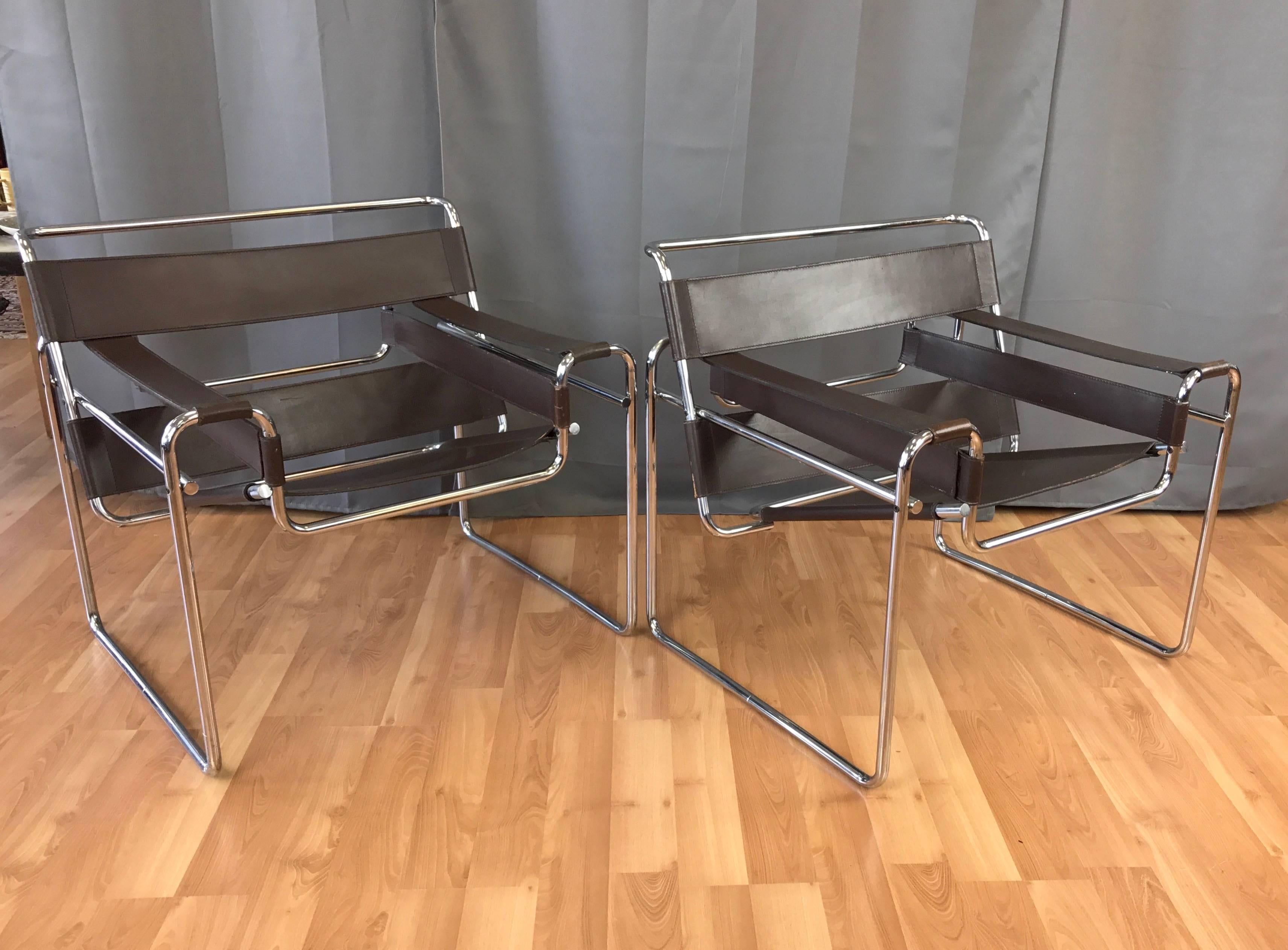 Steel Pair of Vintage Marcel Breuer “Wassily” Chairs by Gavina for Knoll