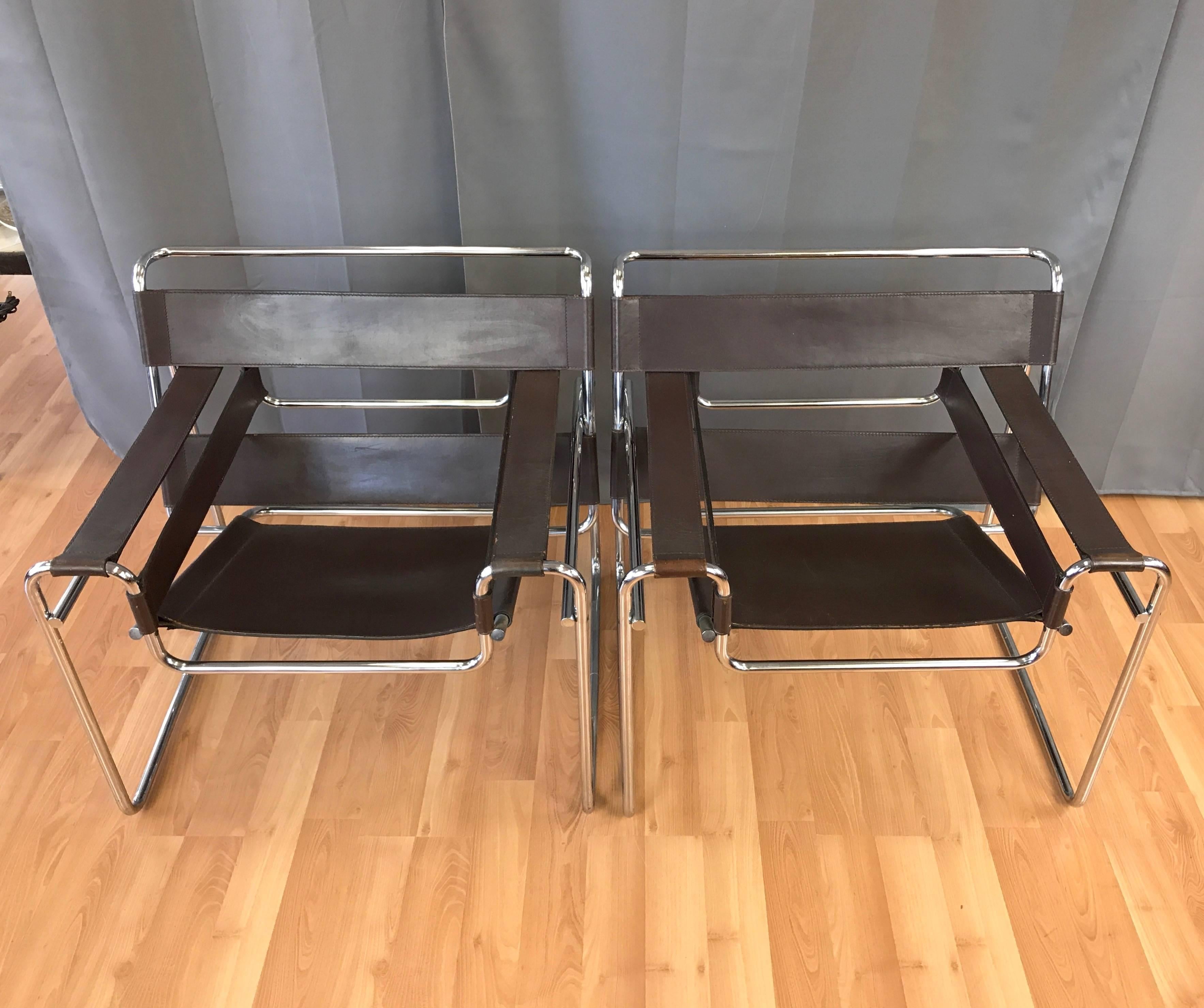 Mid-20th Century Pair of Vintage Marcel Breuer “Wassily” Chairs by Gavina for Knoll