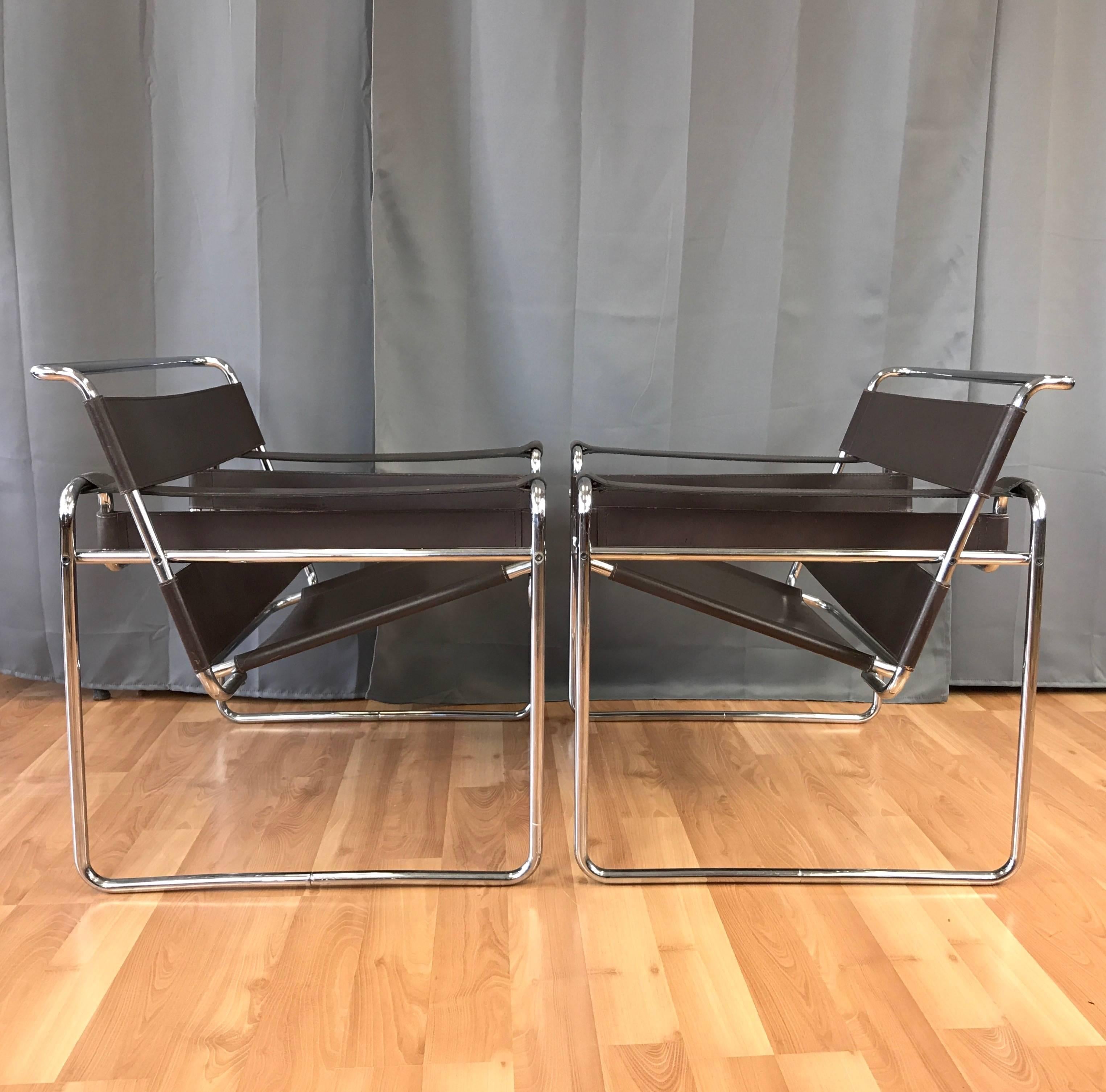 Pair of Vintage Marcel Breuer “Wassily” Chairs by Gavina for Knoll In Good Condition In San Francisco, CA