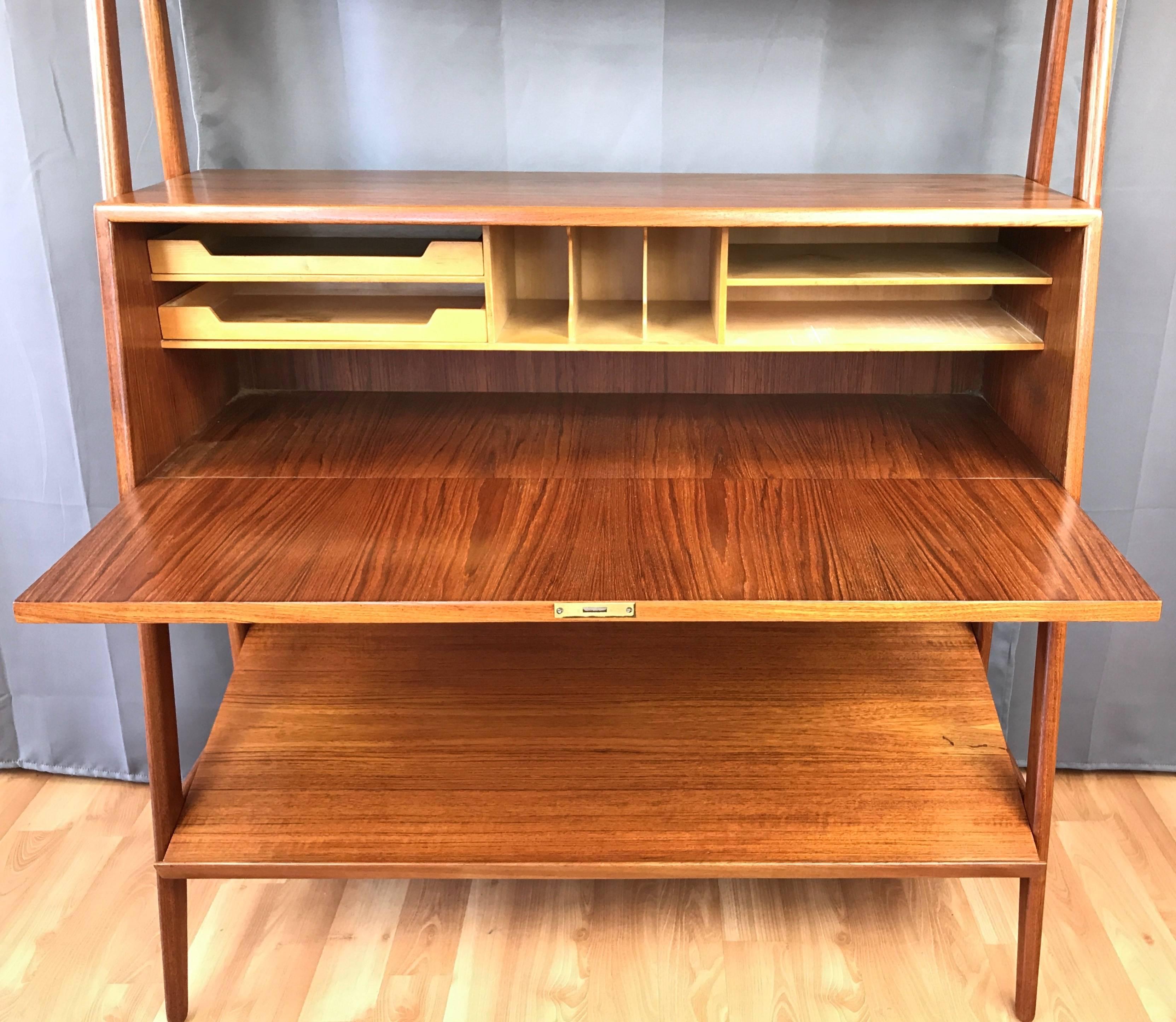 Anton Borg & Arne Vodder for Vamo Teak Bookshelf with Desk Cabinet In Good Condition In San Francisco, CA