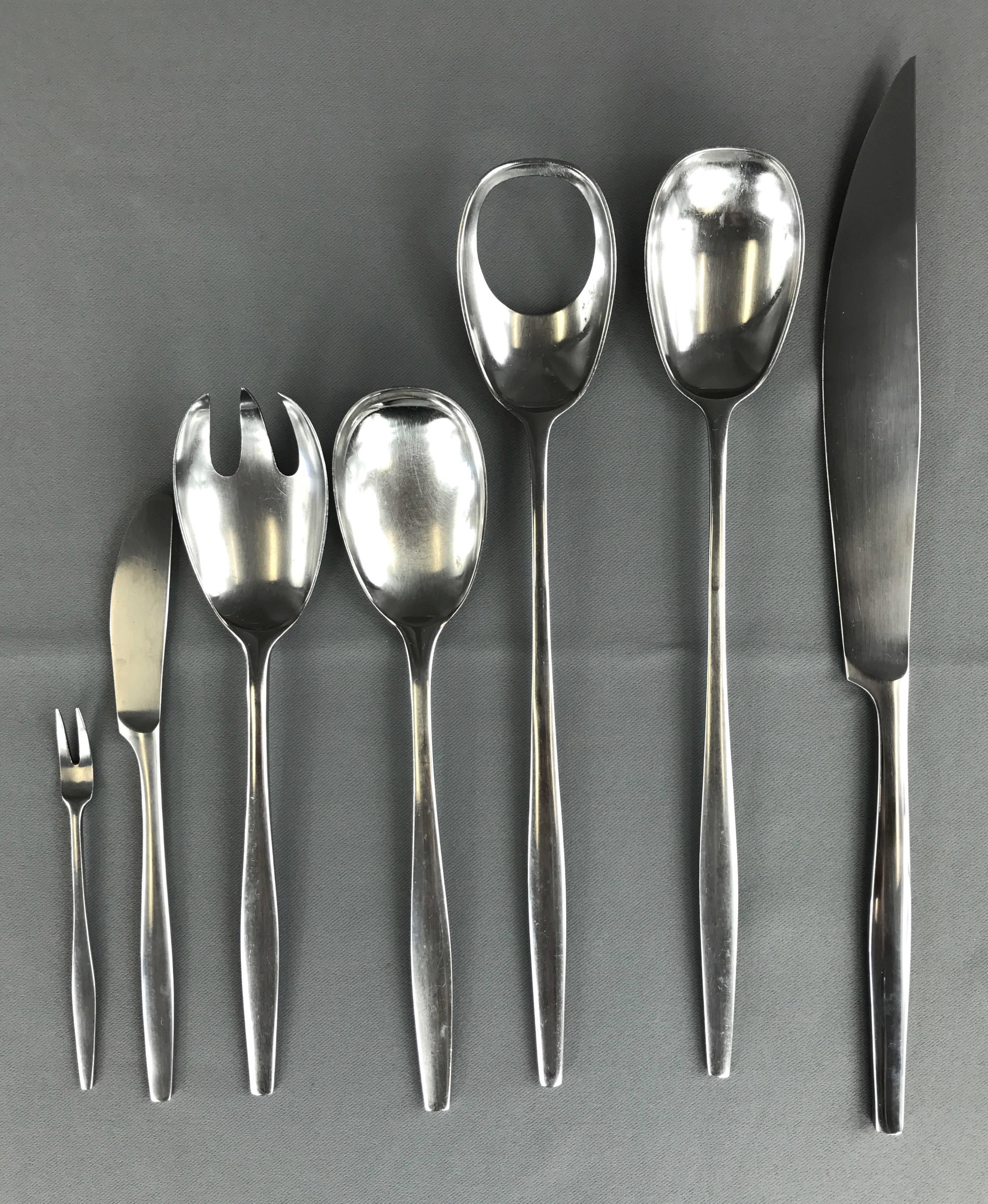 Stainless Steel Jens Quistgaard for Dansk “Variation V” Flatware Service for Ten