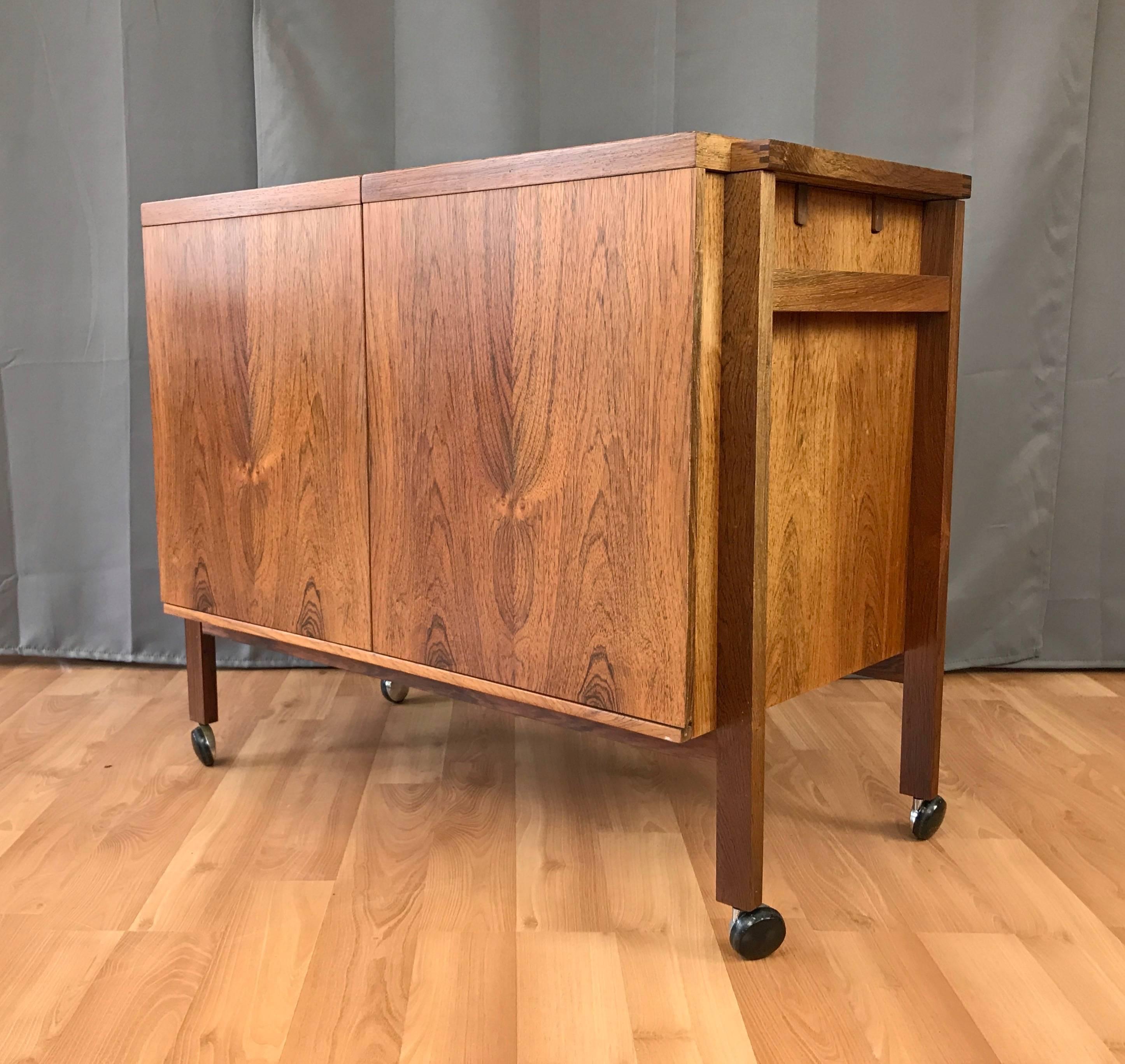 Metal Niels Erik Glasdam Jensen Expandable Rosewood Bar Cart