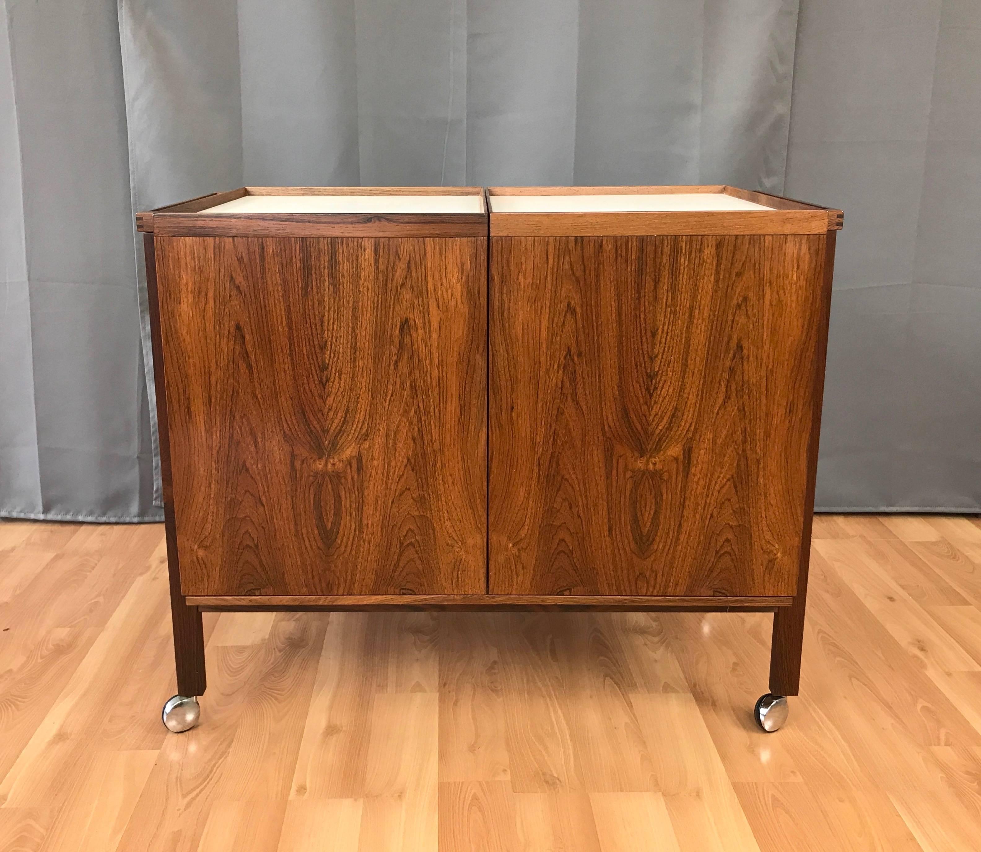 Danish Niels Erik Glasdam Jensen Expandable Rosewood Bar Cart