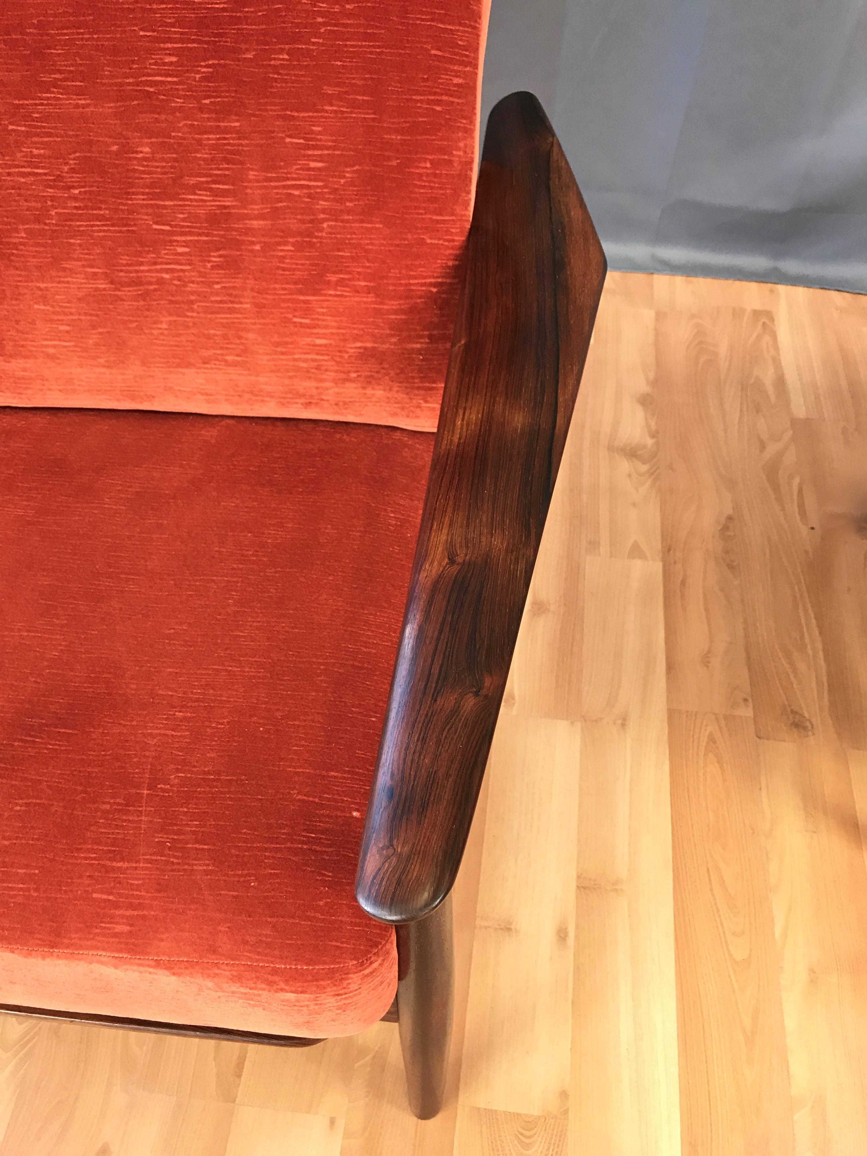 Arne Vodder for France & Son Rosewood Reclining Lounge Chair and Ottoman 1