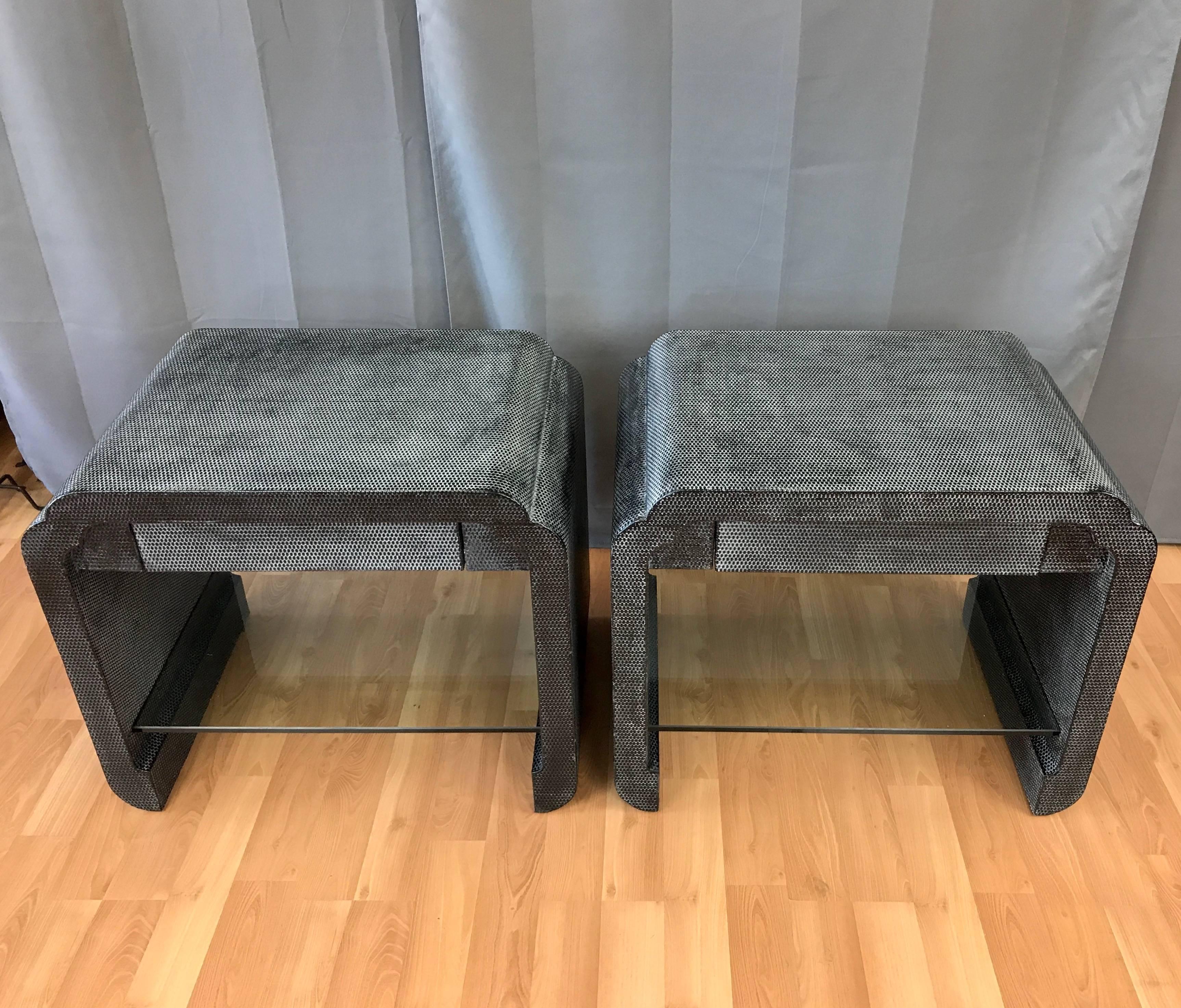 Pair of Bespoke Harrison-Van Horn Lacquered Raffia End Tables 2