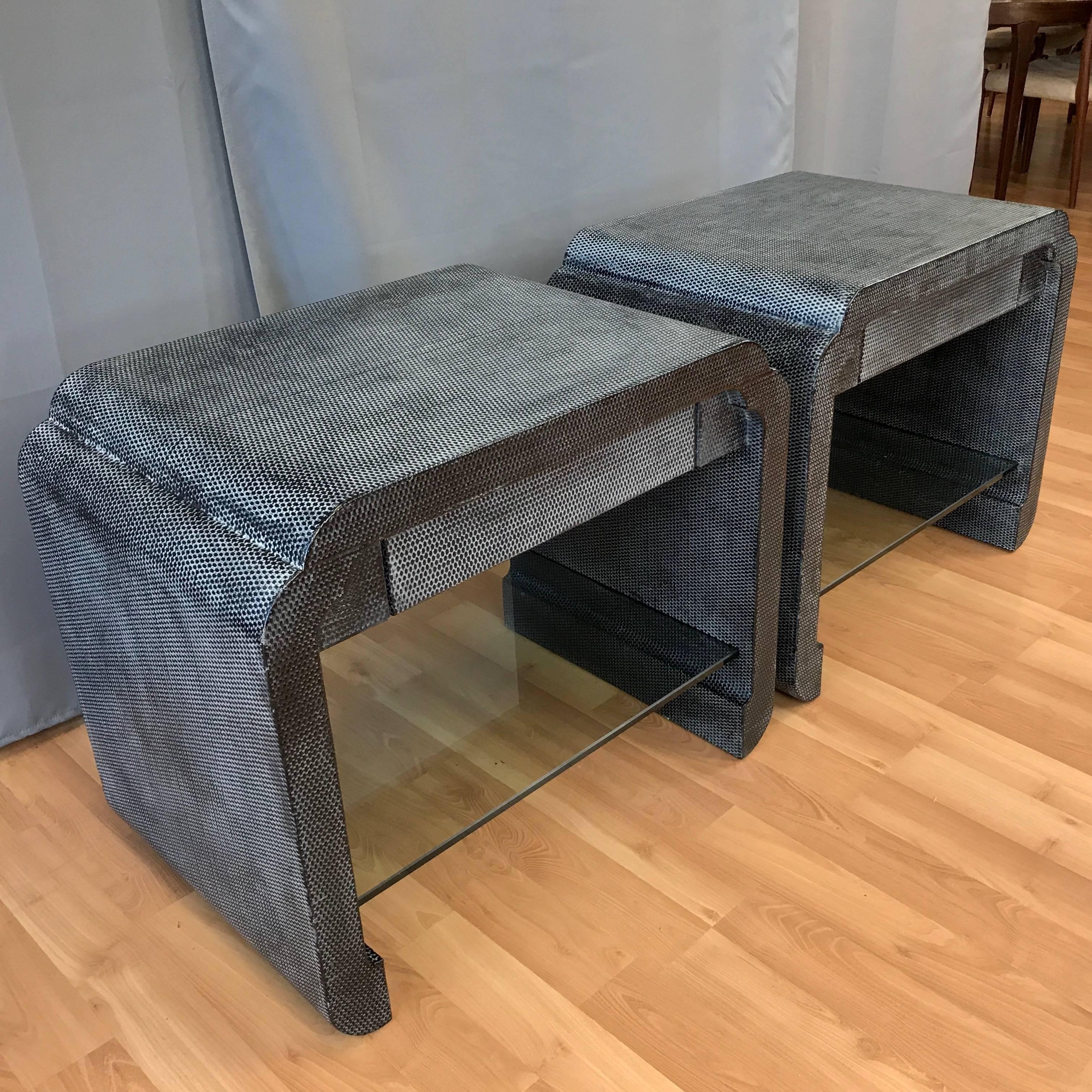 Pair of Bespoke Harrison-Van Horn Lacquered Raffia End Tables 3