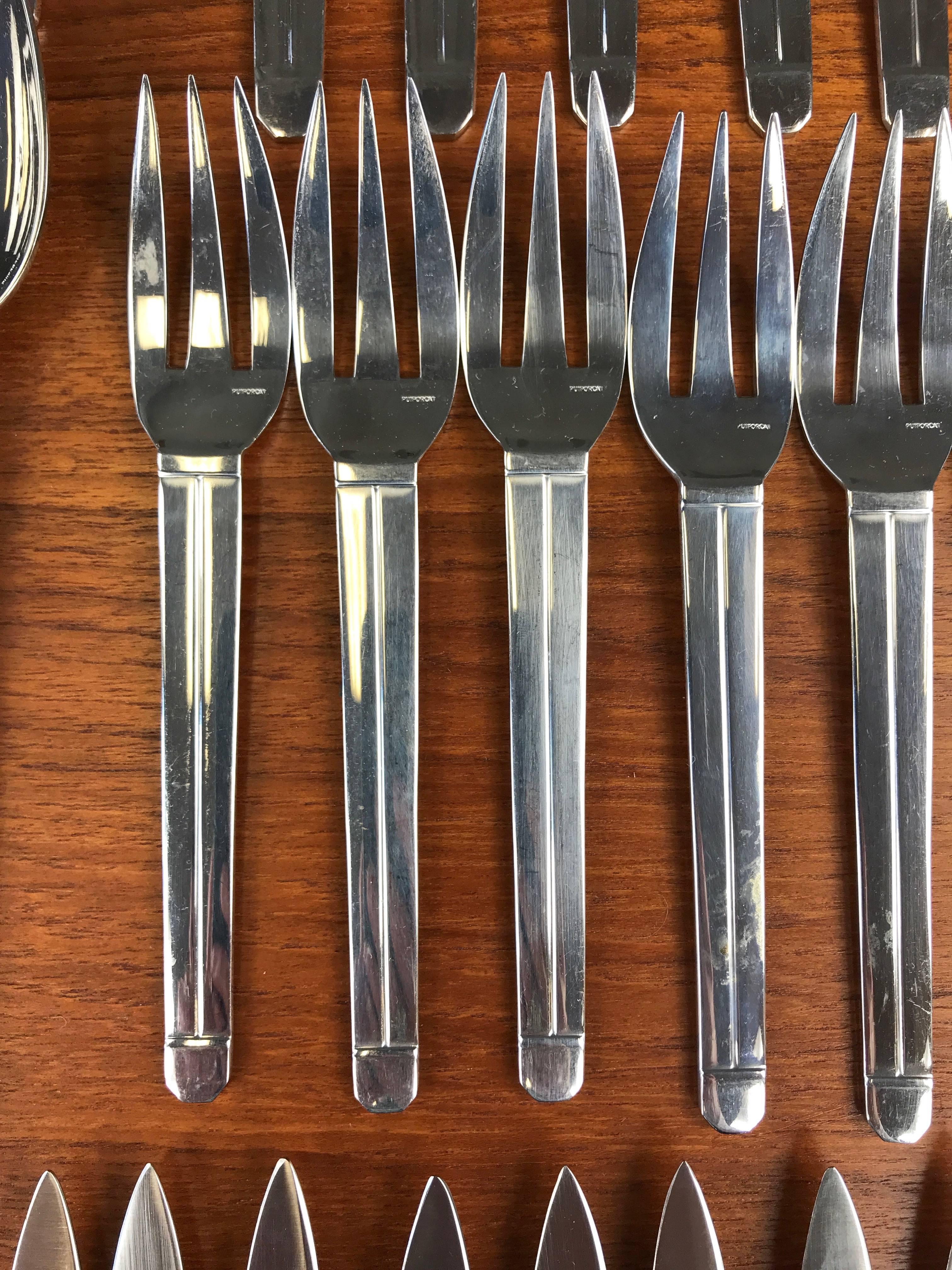 Stainless Steel Puiforcat “Guethary” Flatware Service for Eight