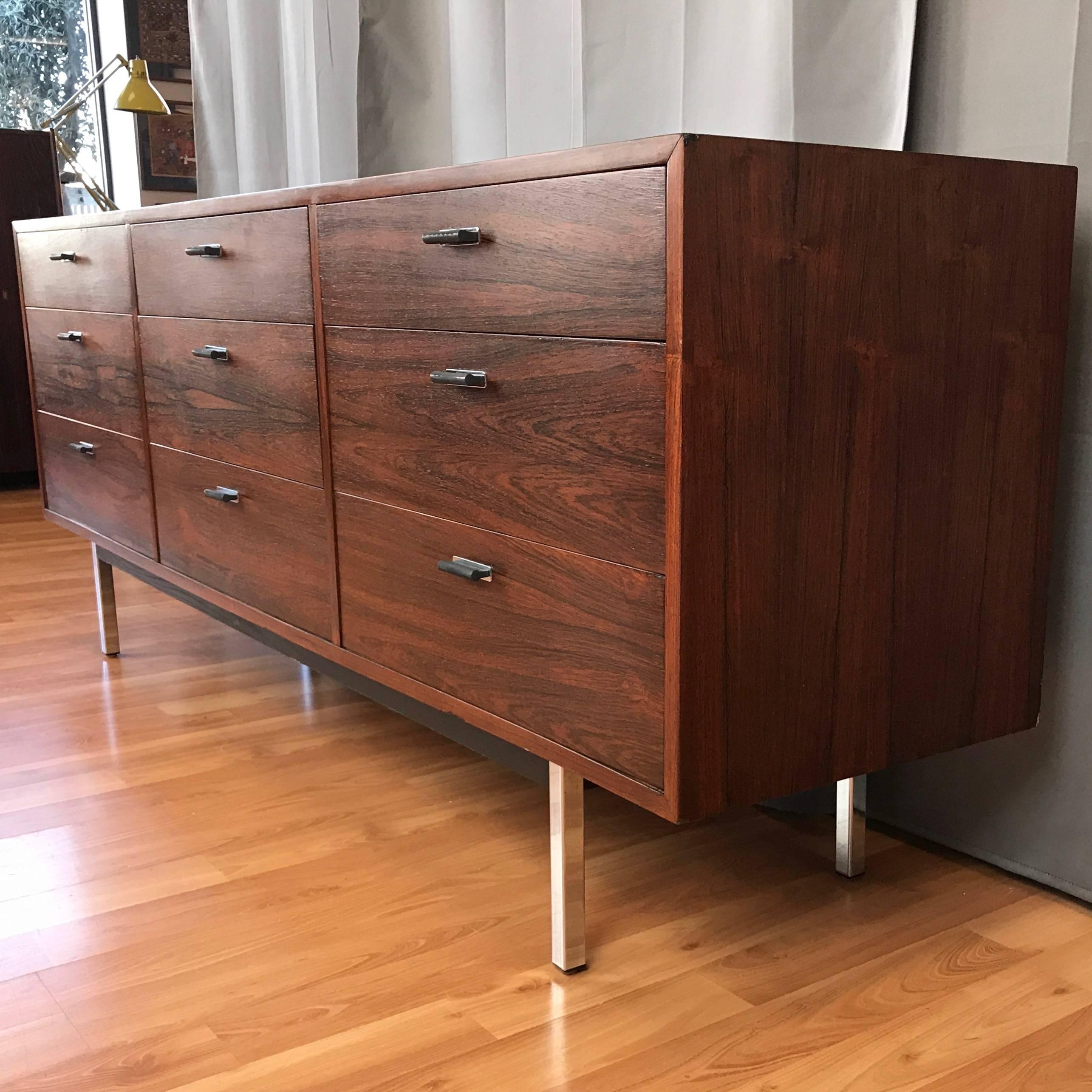 Harvey Probber Style Large Nine-Drawer Rosewood Dresser 1