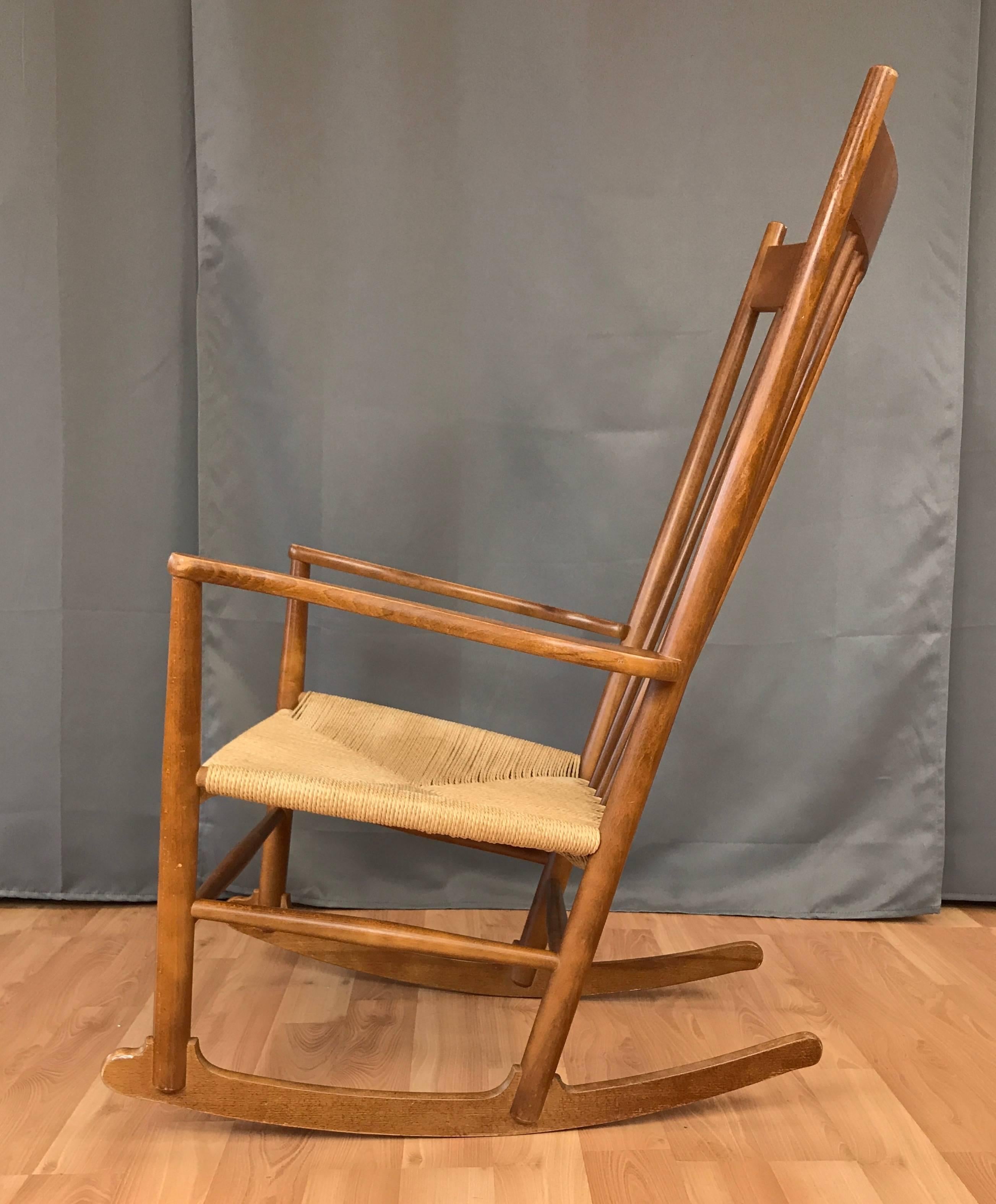Scandinavian Modern Vintage Hans Wegner J16 Beech Rocking Chair