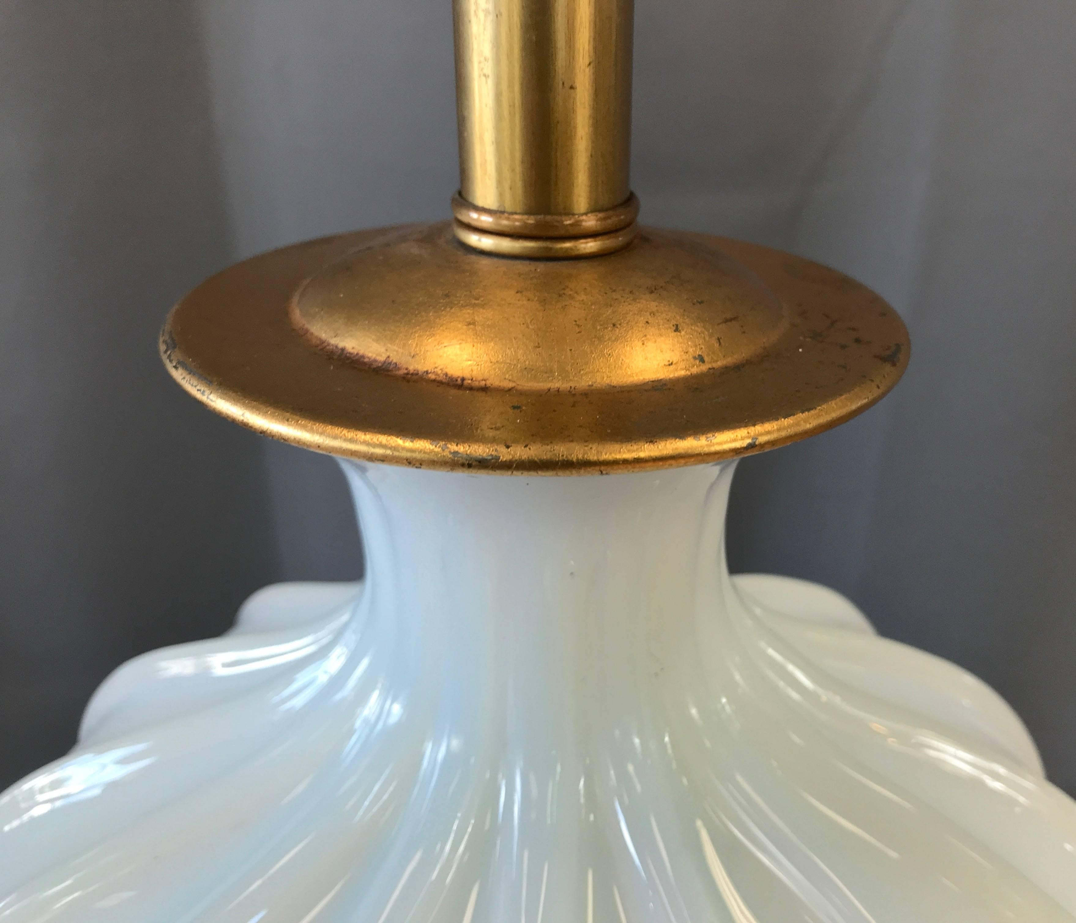 Mid-20th Century Seguso for Marbro Large Murano Glass Opaline Lamp