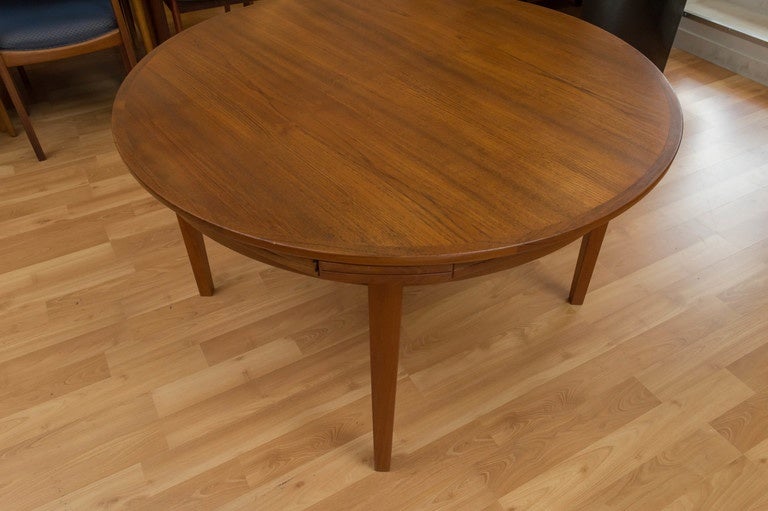 Scandinavian Modern Dyrlund Round Danish Modern Lotus Teak Table