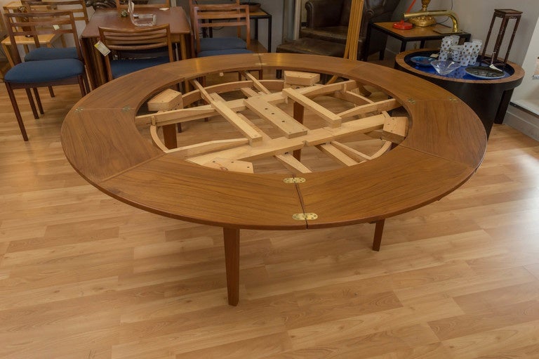 Mid-20th Century Dyrlund Round Danish Modern Lotus Teak Table