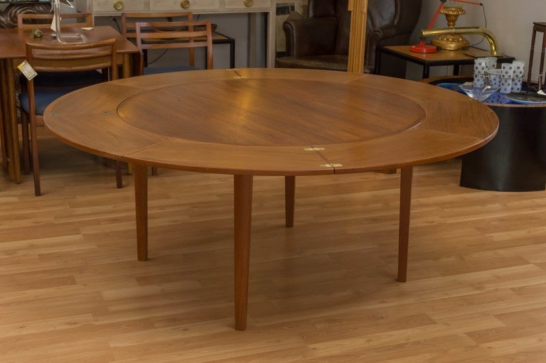 Dyrlund Round Danish Modern Lotus Teak Table 2