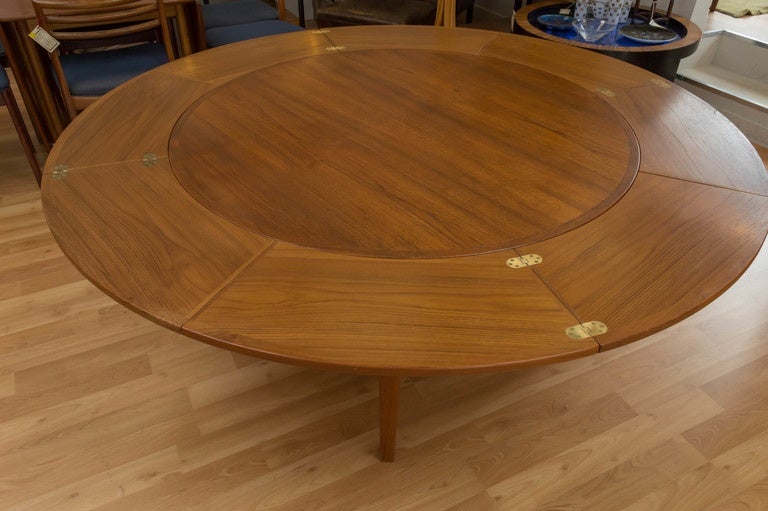 Dyrlund Round Danish Modern Lotus Teak Table 3