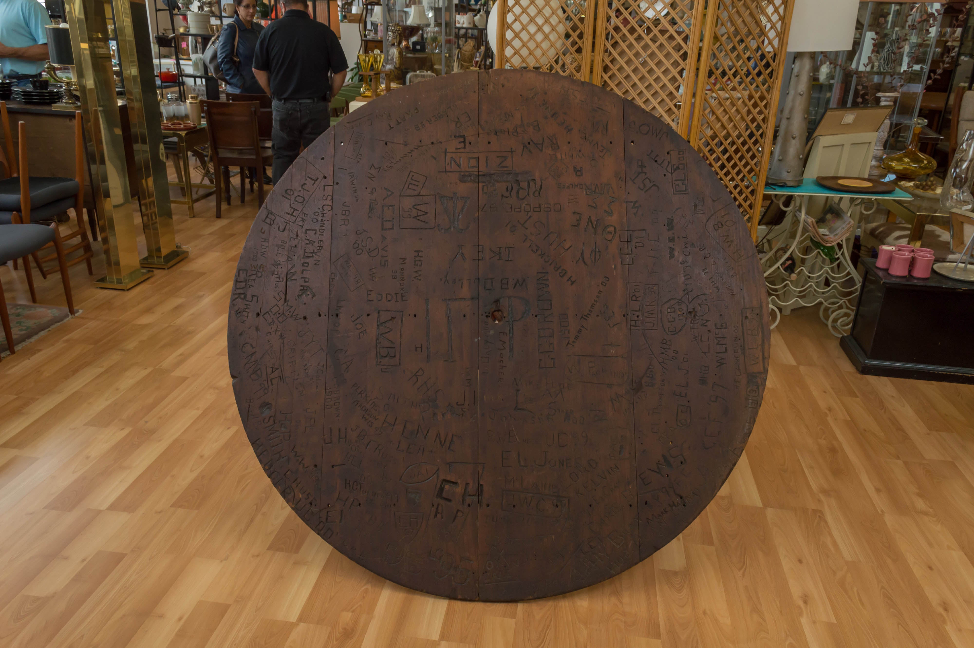 1800s Stanford University Student Names Carved In Charlie Meyers Bar Table Top