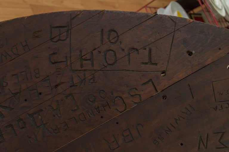 Folk Art 1800s Stanford University Student Names Carved In Charlie Meyers Bar Table Top