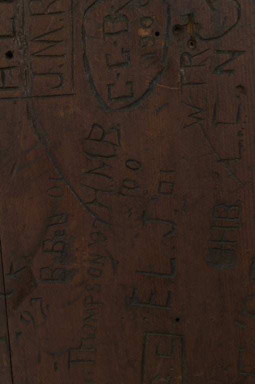 Late 19th Century 1800s Stanford University Student Names Carved In Charlie Meyers Bar Table Top