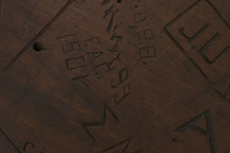 1800s Stanford University Student Names Carved In Charlie Meyers Bar Table Top 2