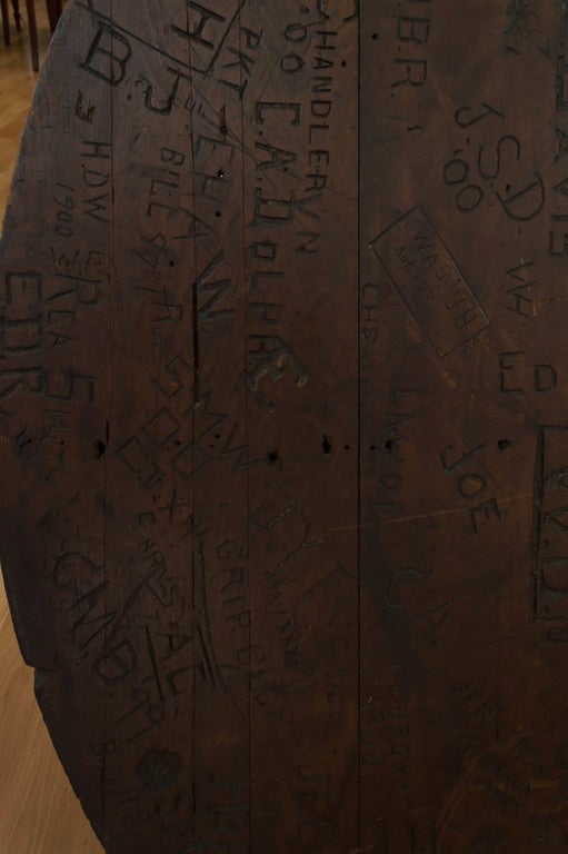1800s Stanford University Student Names Carved In Charlie Meyers Bar Table Top 3