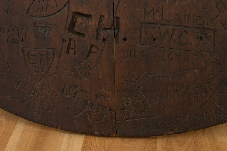 1800s Stanford University Student Names Carved In Charlie Meyers Bar Table Top 4