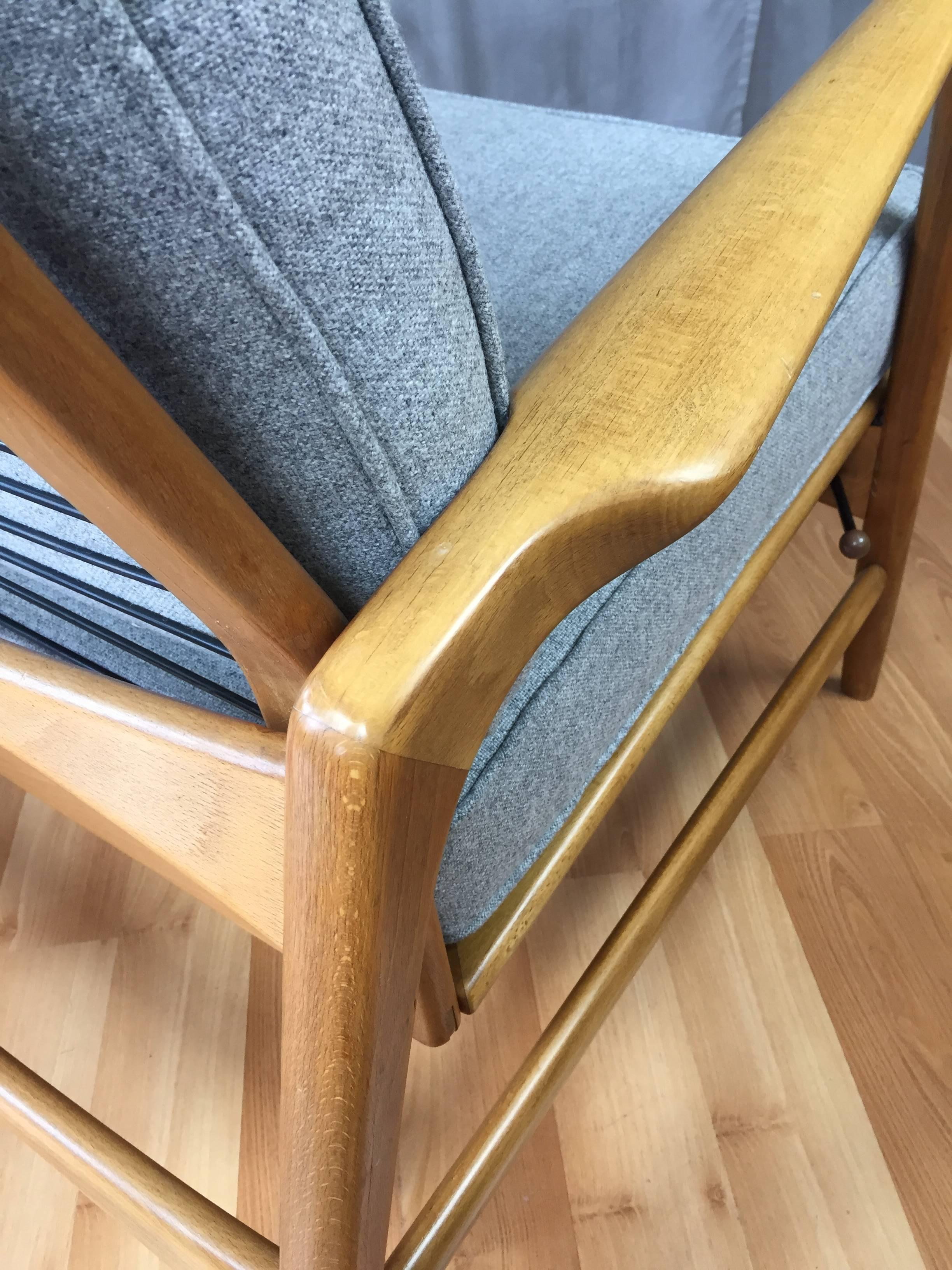 Danish  Ib Kofod-Larsen Reclining Lounge Chair and Ottoman for Selig