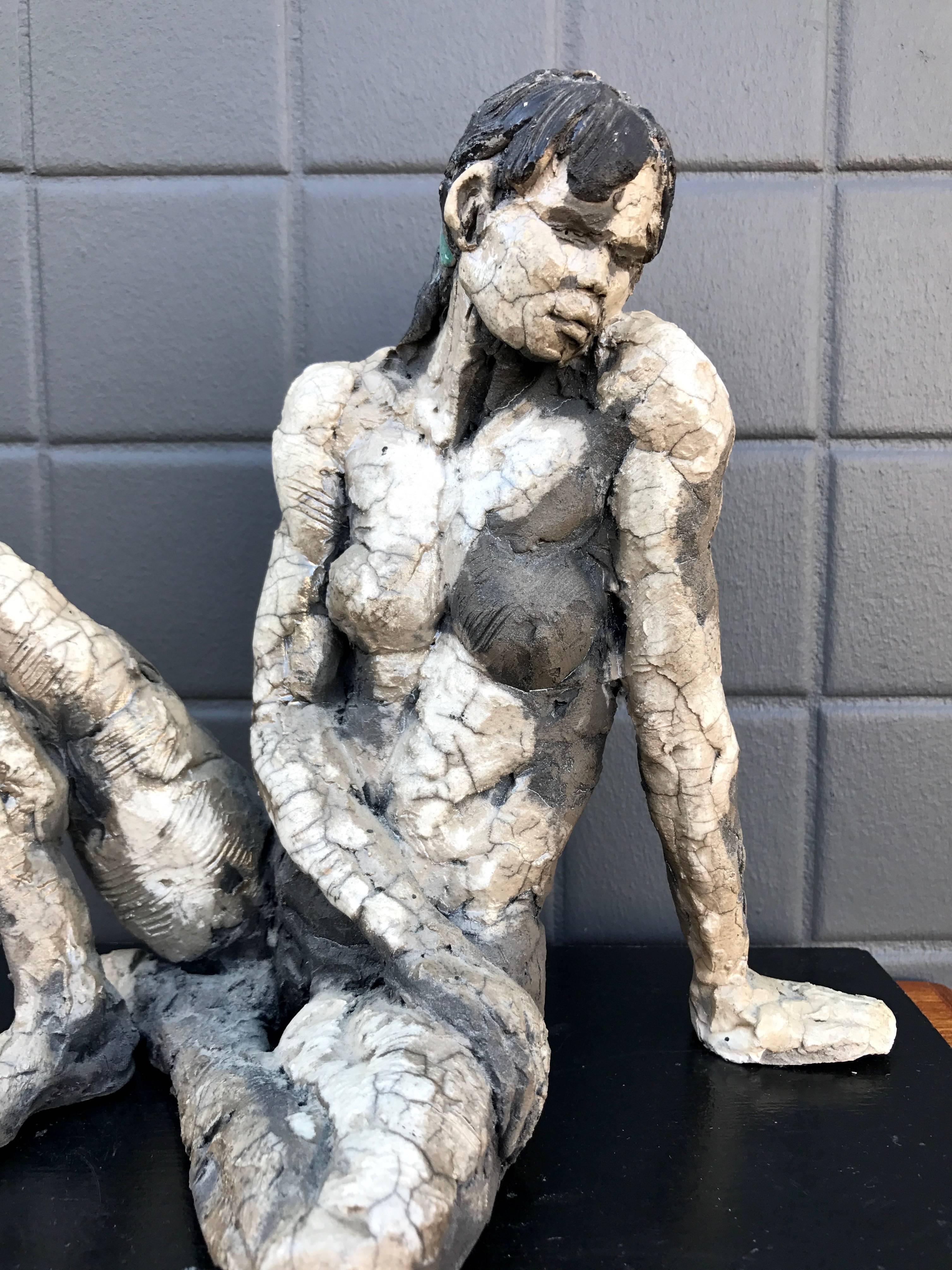 Lana Federico “Reclining Nude” Raku Sculpture In Excellent Condition In San Francisco, CA
