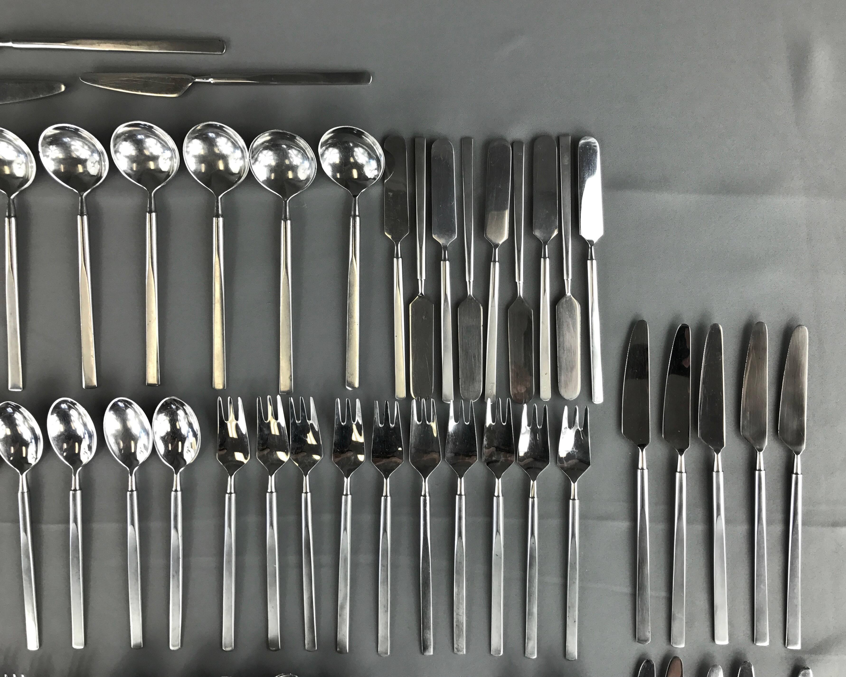 Danish Erik Herlow for Copenhagen Cutlery “Obelisk” Flatware Service for Ten