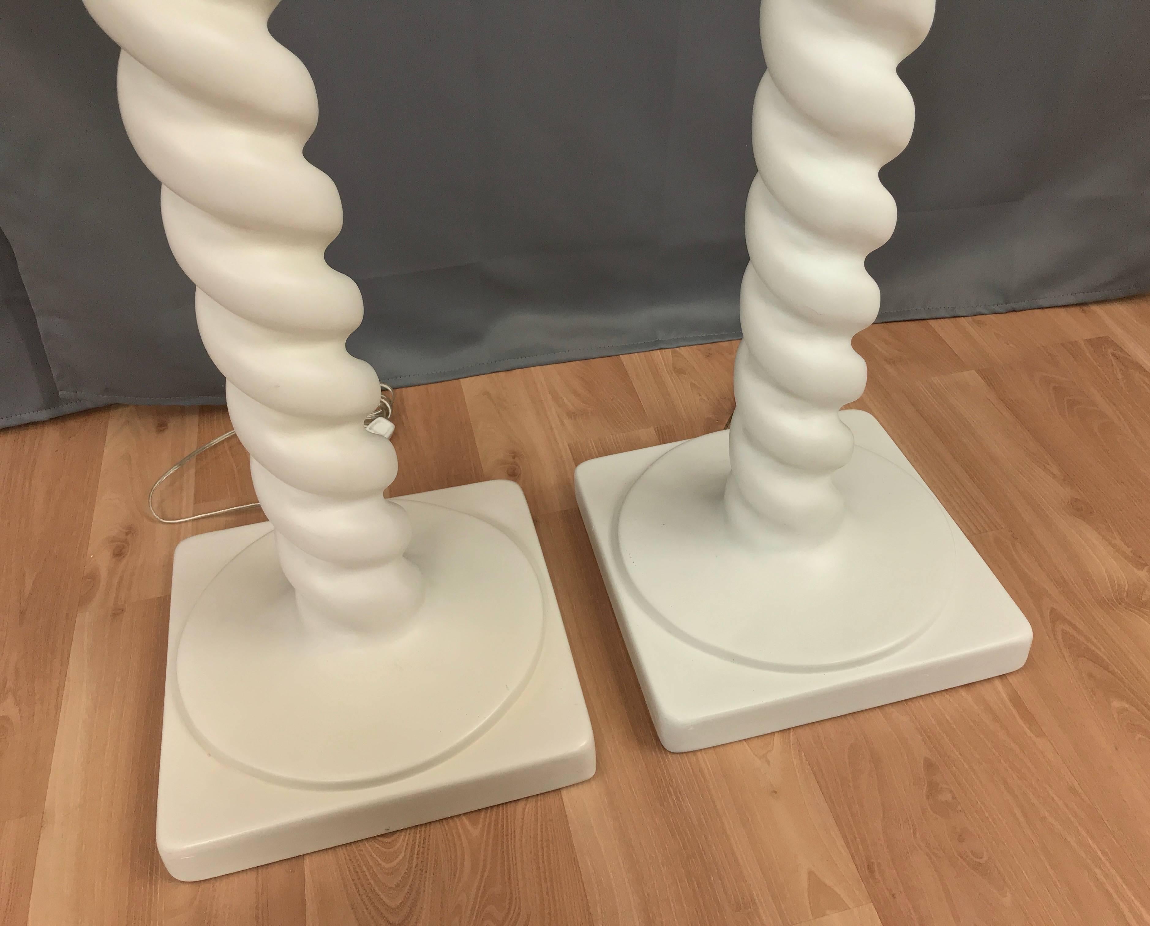 Pair of Michael Taylor Tall Spiral Plaster Floor Lamps In Good Condition In San Francisco, CA