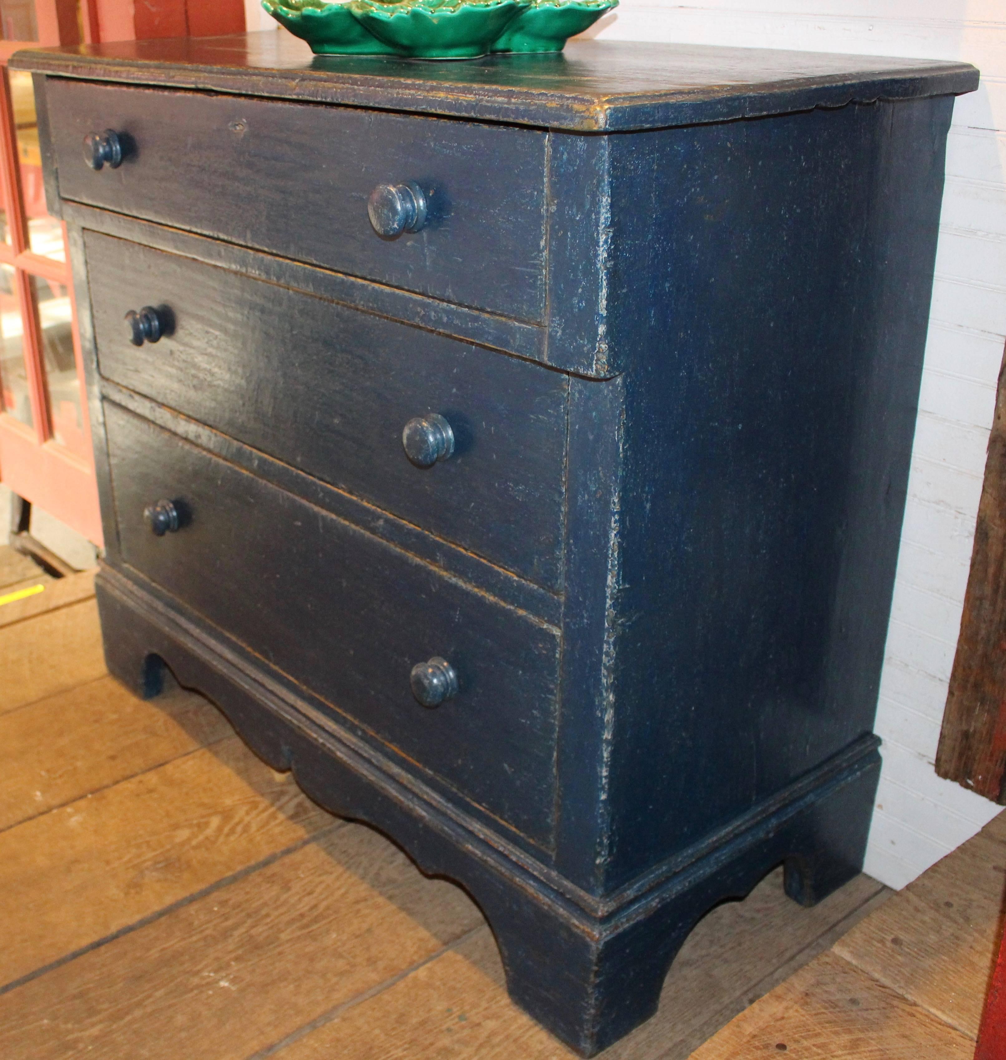 Canadian Blue Three-Drawer Dresser For Sale