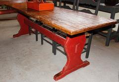Trestle Table with a Red Base