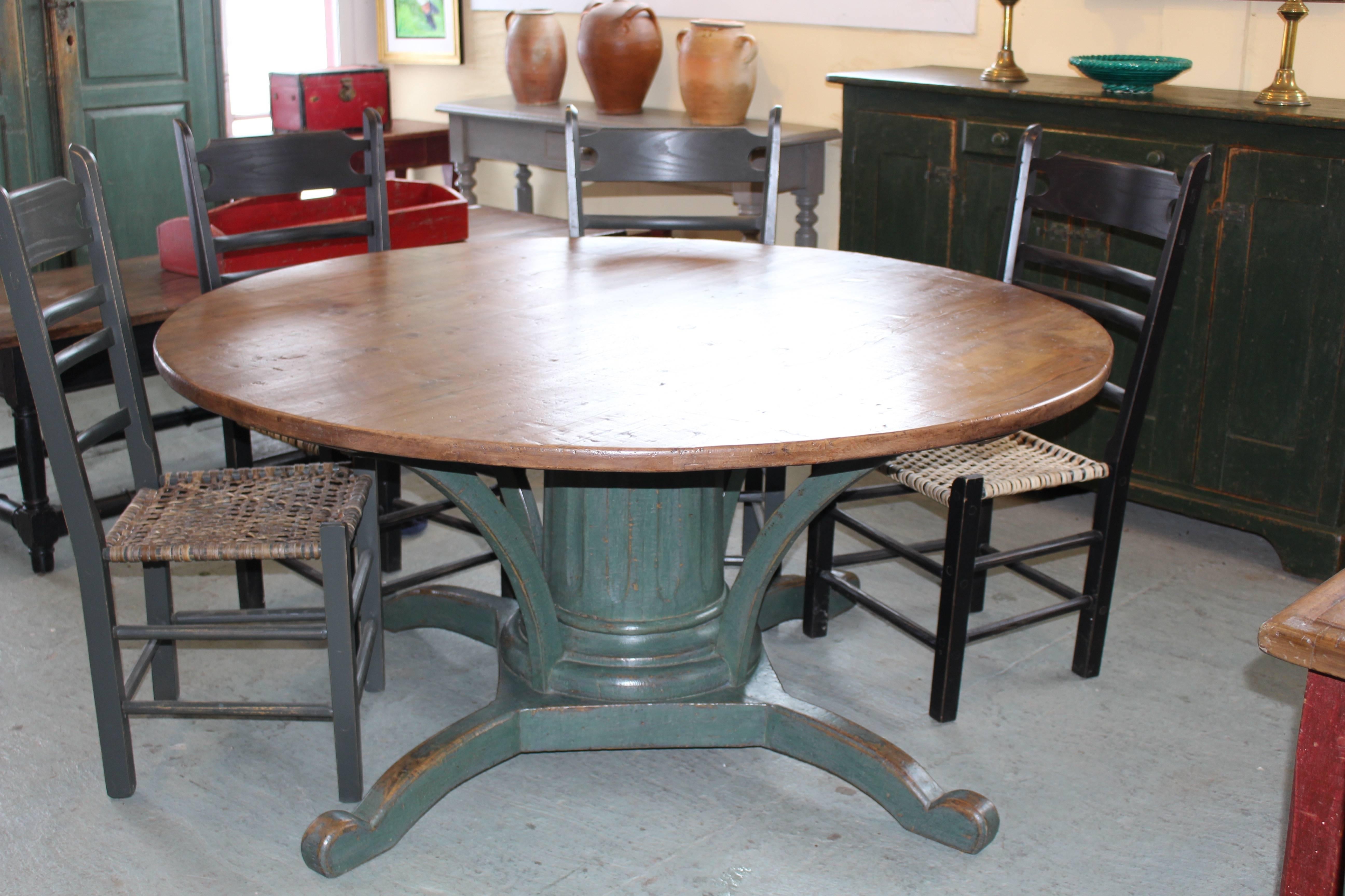 French Provincial Round Dining Table  Pedestal Base from Quebec