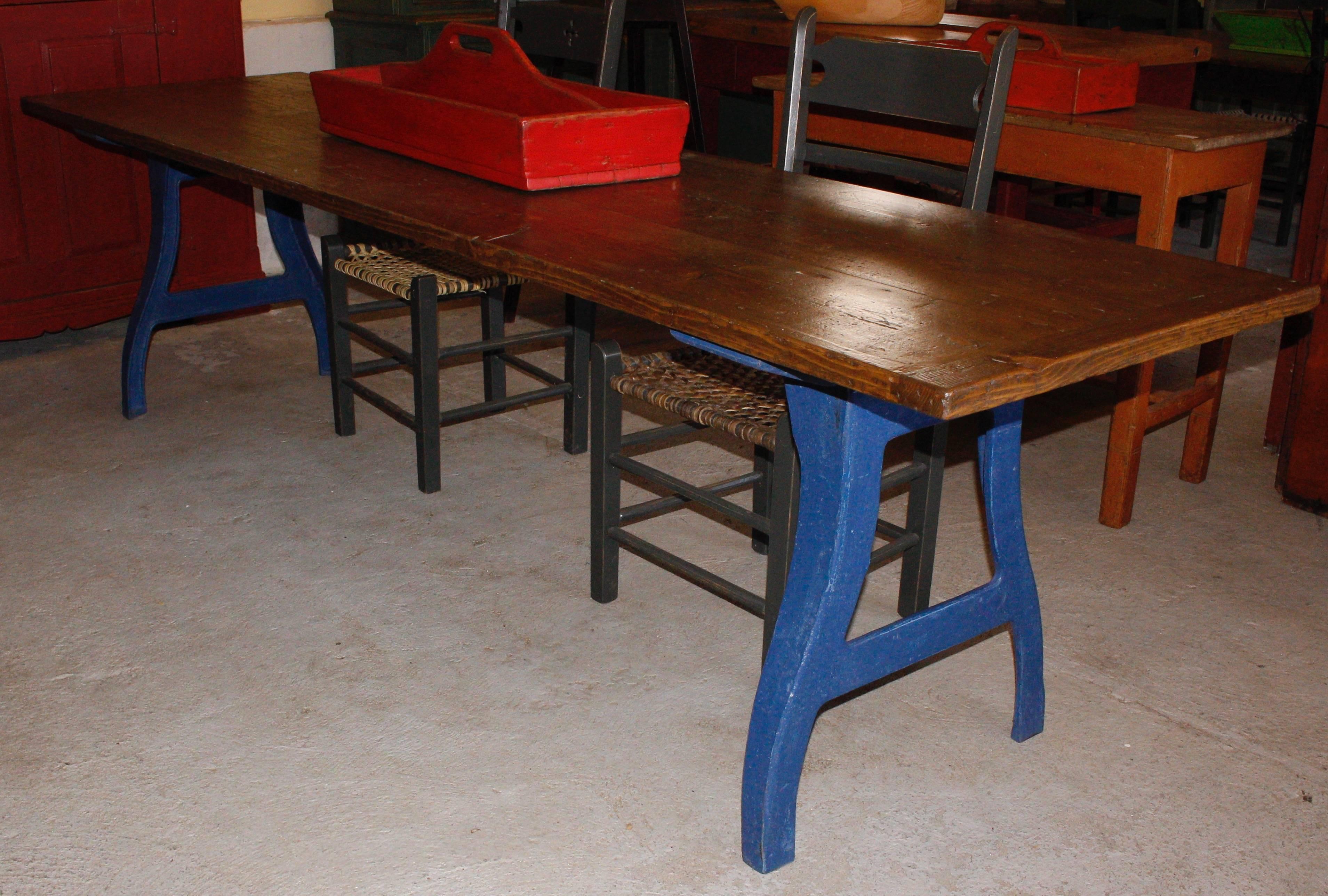 Canadian Long Industrial Work Table For Sale