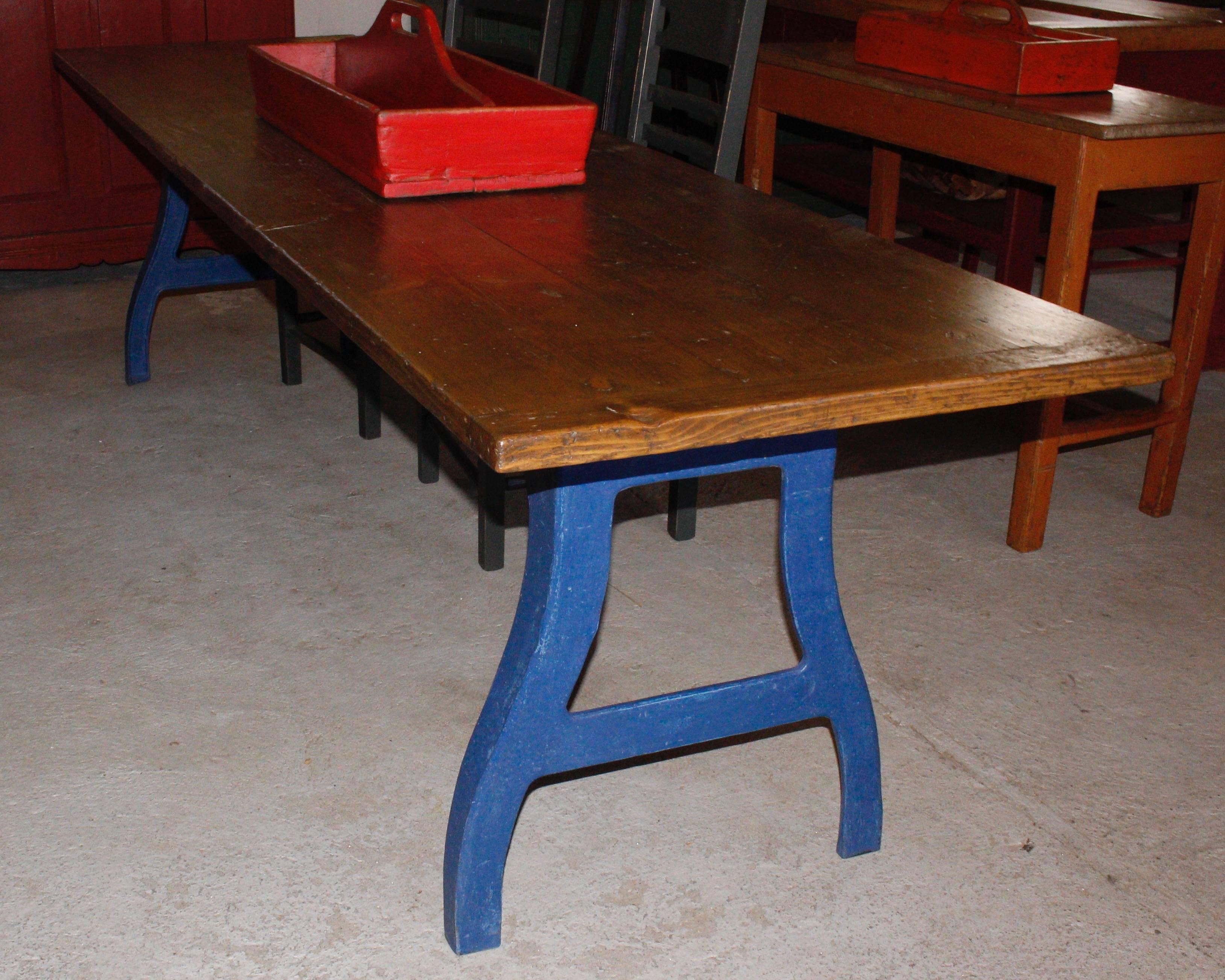 Long Industrial Work Table In Good Condition For Sale In Woodbury, CT