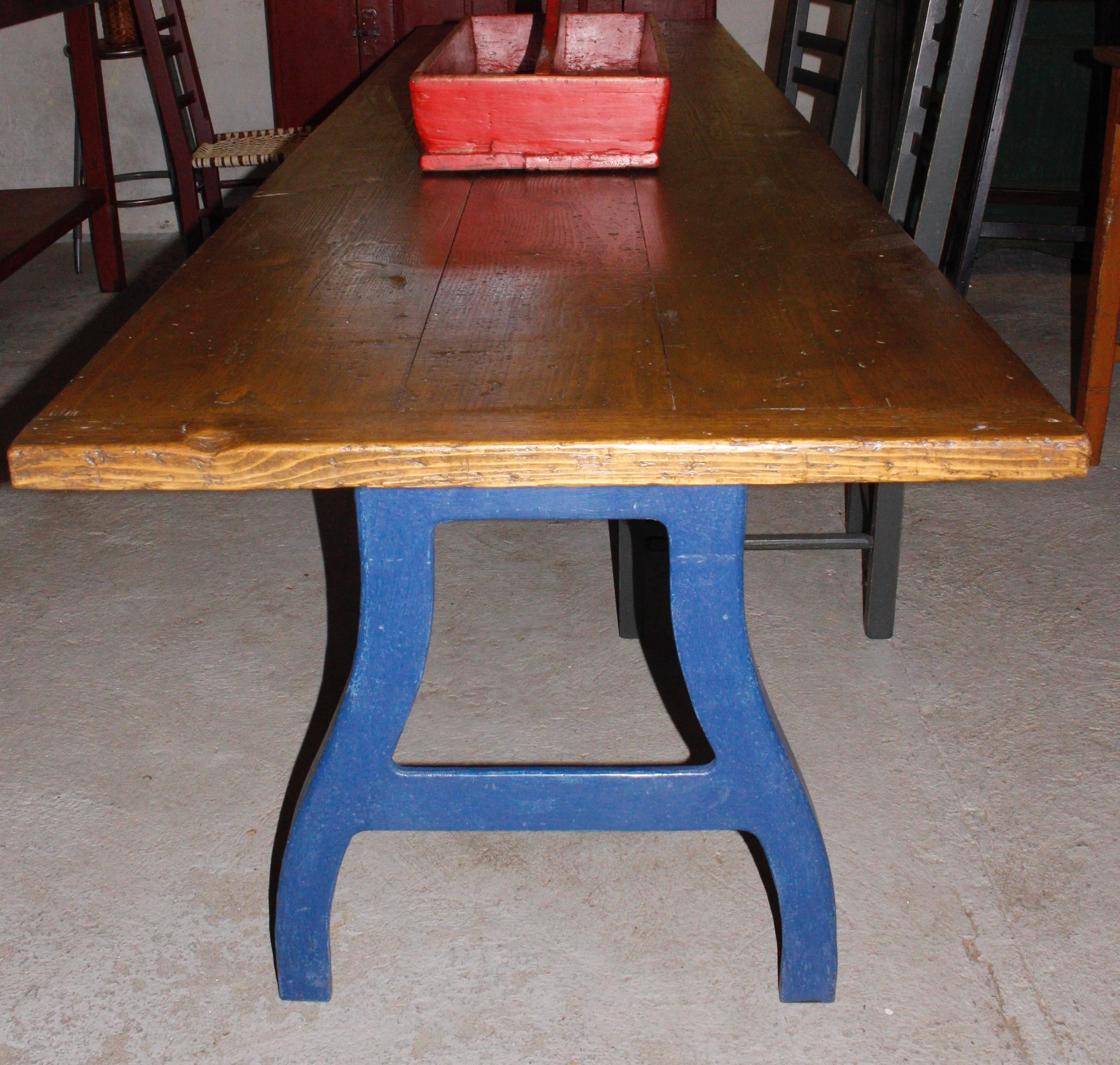 20th Century Long Industrial Work Table For Sale