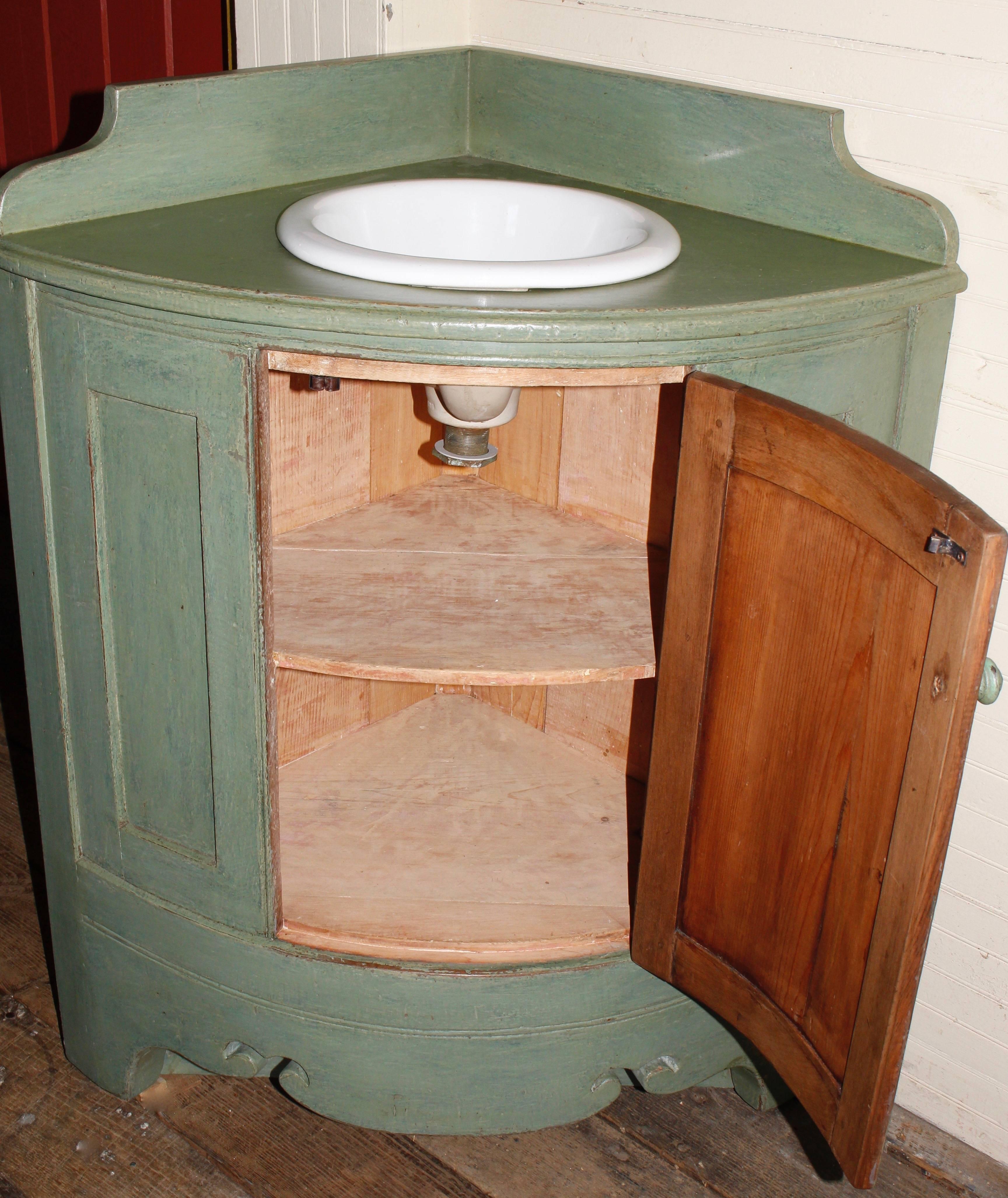French Provincial Corner Vanity with a Bowed Front For Sale