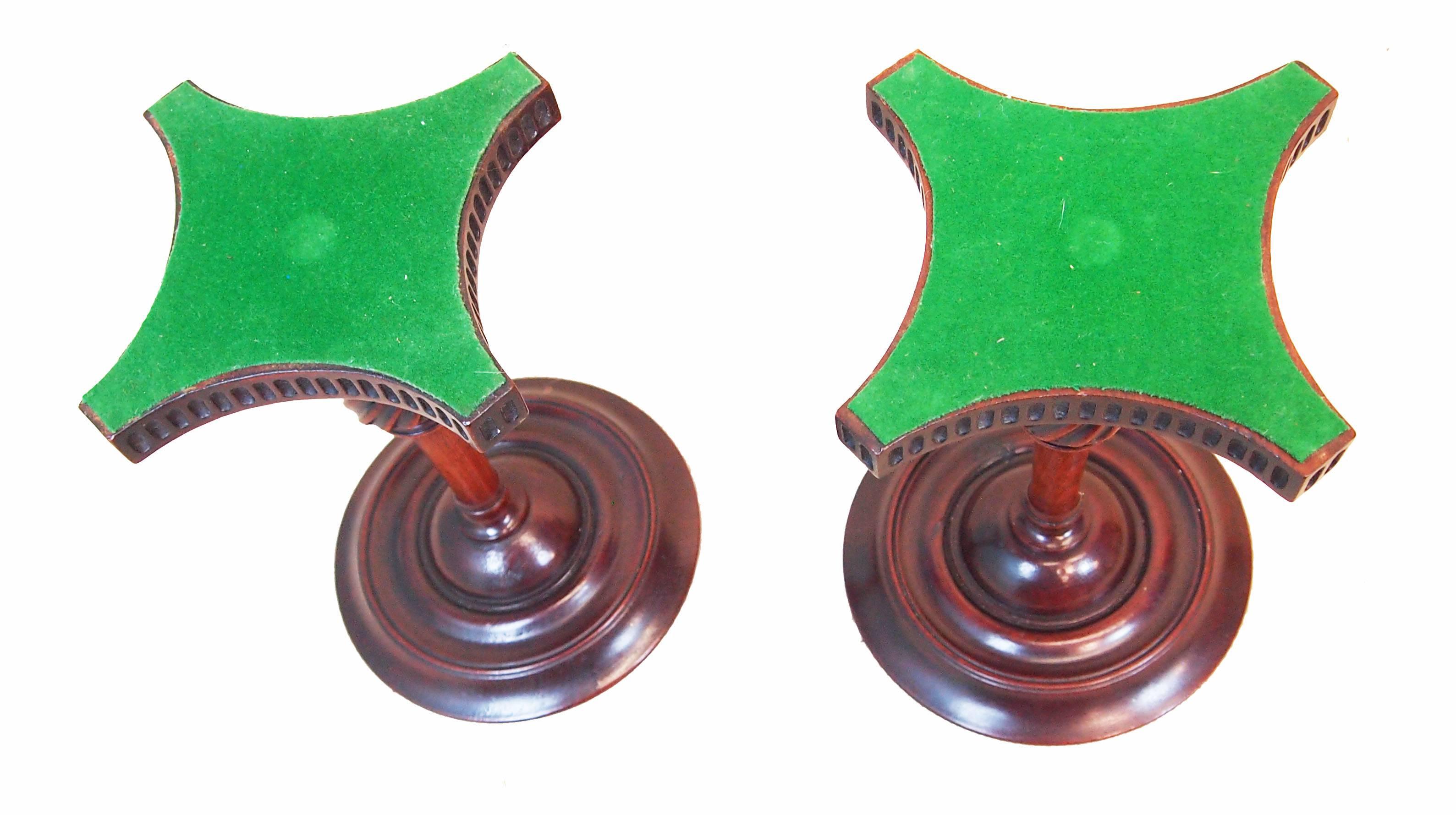 English Antique 18th Century Mahogany Pair of Candlestands