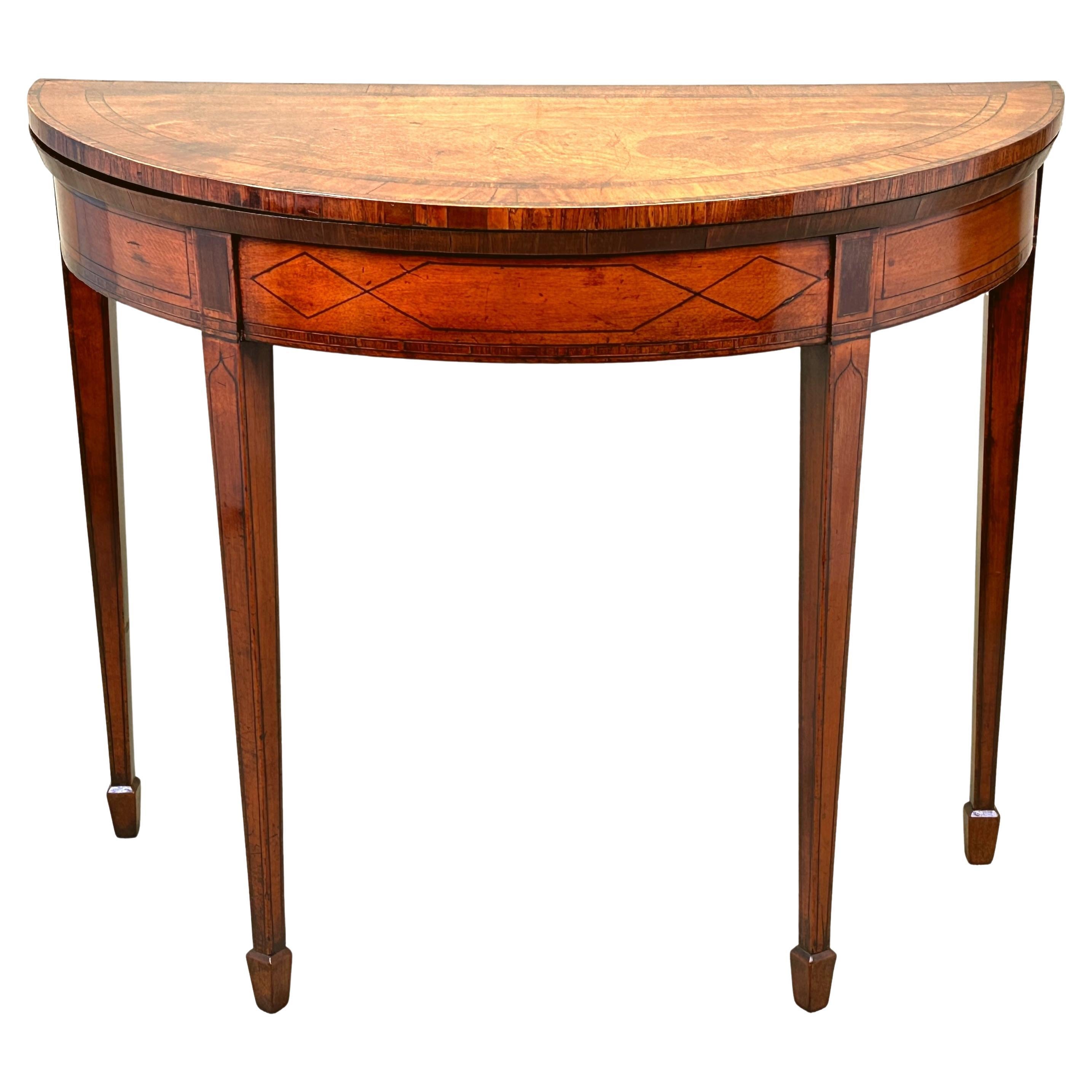 Satinwood 18th Century George III Demi Lune Tea Table