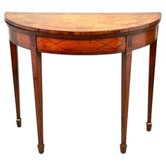 Satinwood 18th Century George III Demi Lune Tea Table