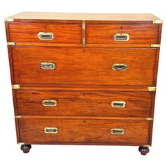 Mahogany 19th Century Military Campaign Chest Of Drawers
