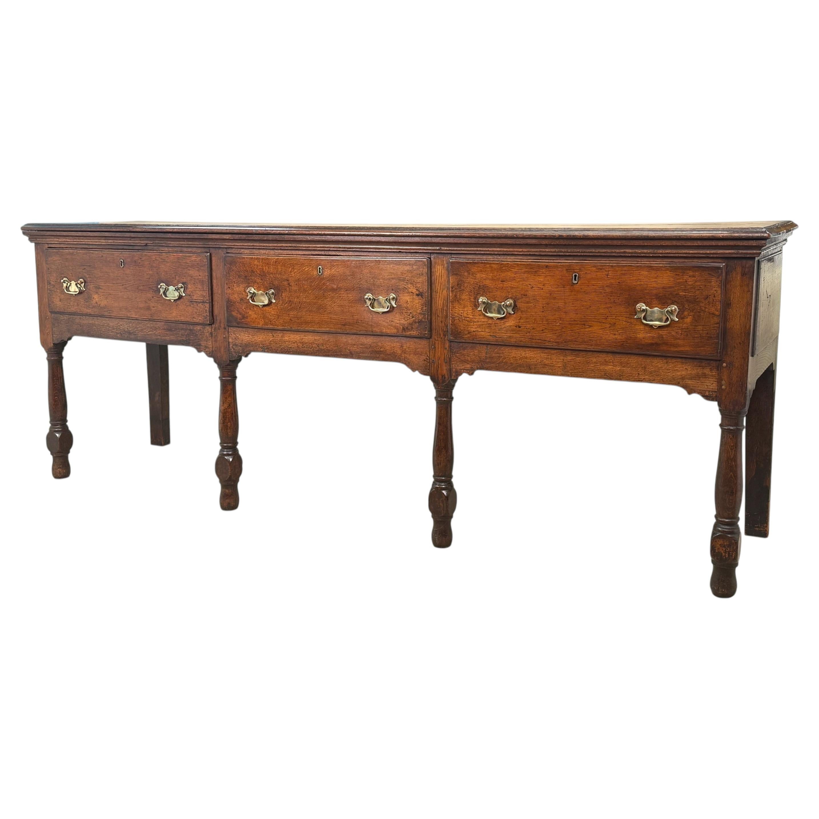 Early 18th Century Large Oak Dresser Base Sideboard, English George I Period