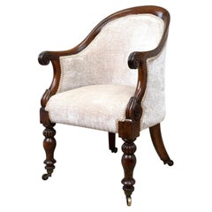 19th Century Rosewood Tub Library Armchair, English Regency Period