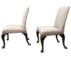 Rare Pair Of Early 18th Century Walnut & Upholstered Georgian Side Chairs