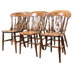 True Set Of 6 Mid 19th Century Farmhouse Kitchen Windsor Dining Chairs