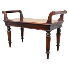 Mid 19th Century Mahogany Window Seat Hall Bench, Early Victorian
