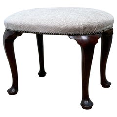 Rare Early 18th Century Walnut Oval Stool, George I Period