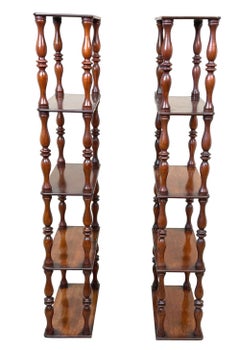 Extremely Rare Pair Of Tall Mid 19th Century Mahogany Wall Hanging Shelves